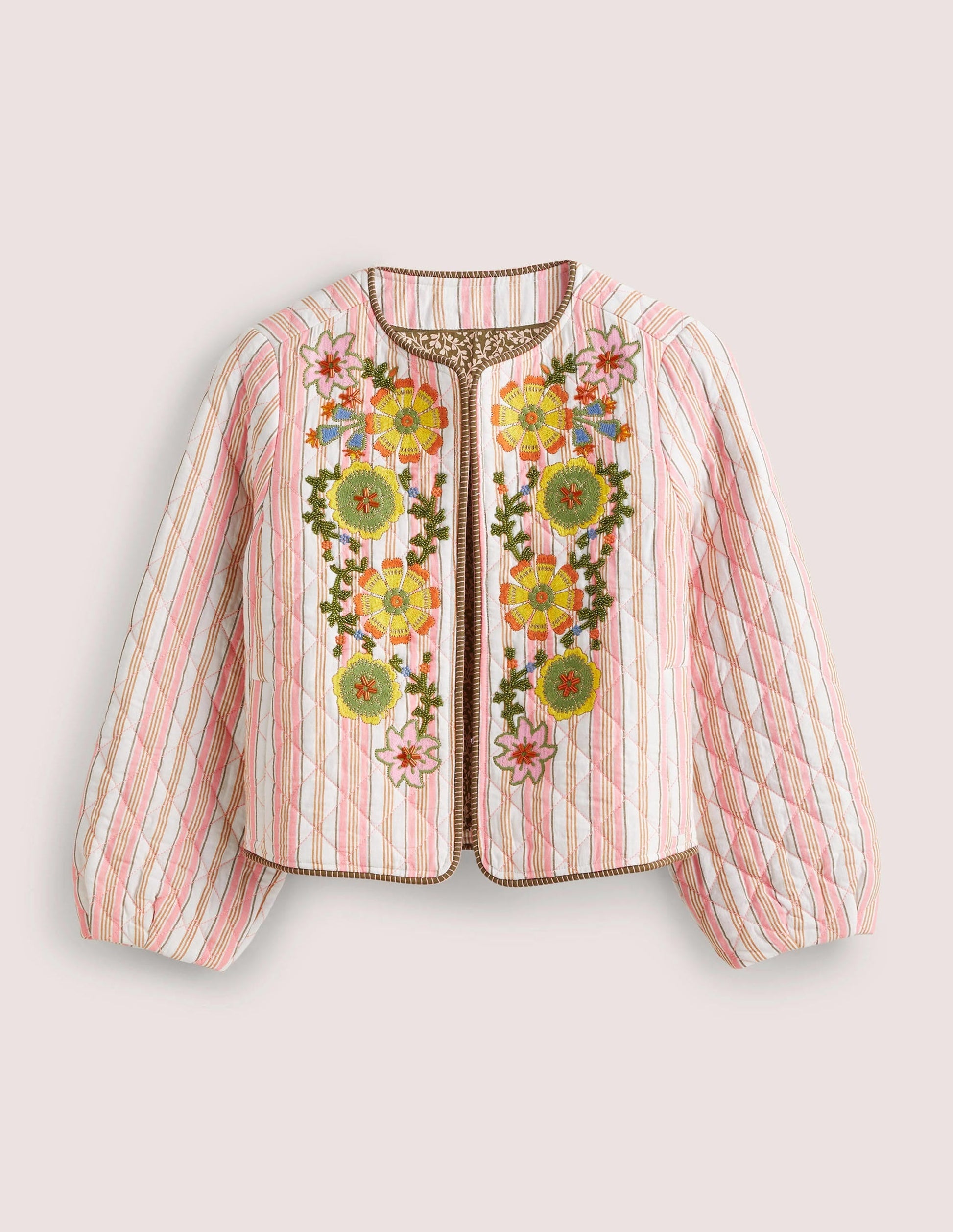 Embroidered Cropped Jacket-Almond/Alder Embroidered-9