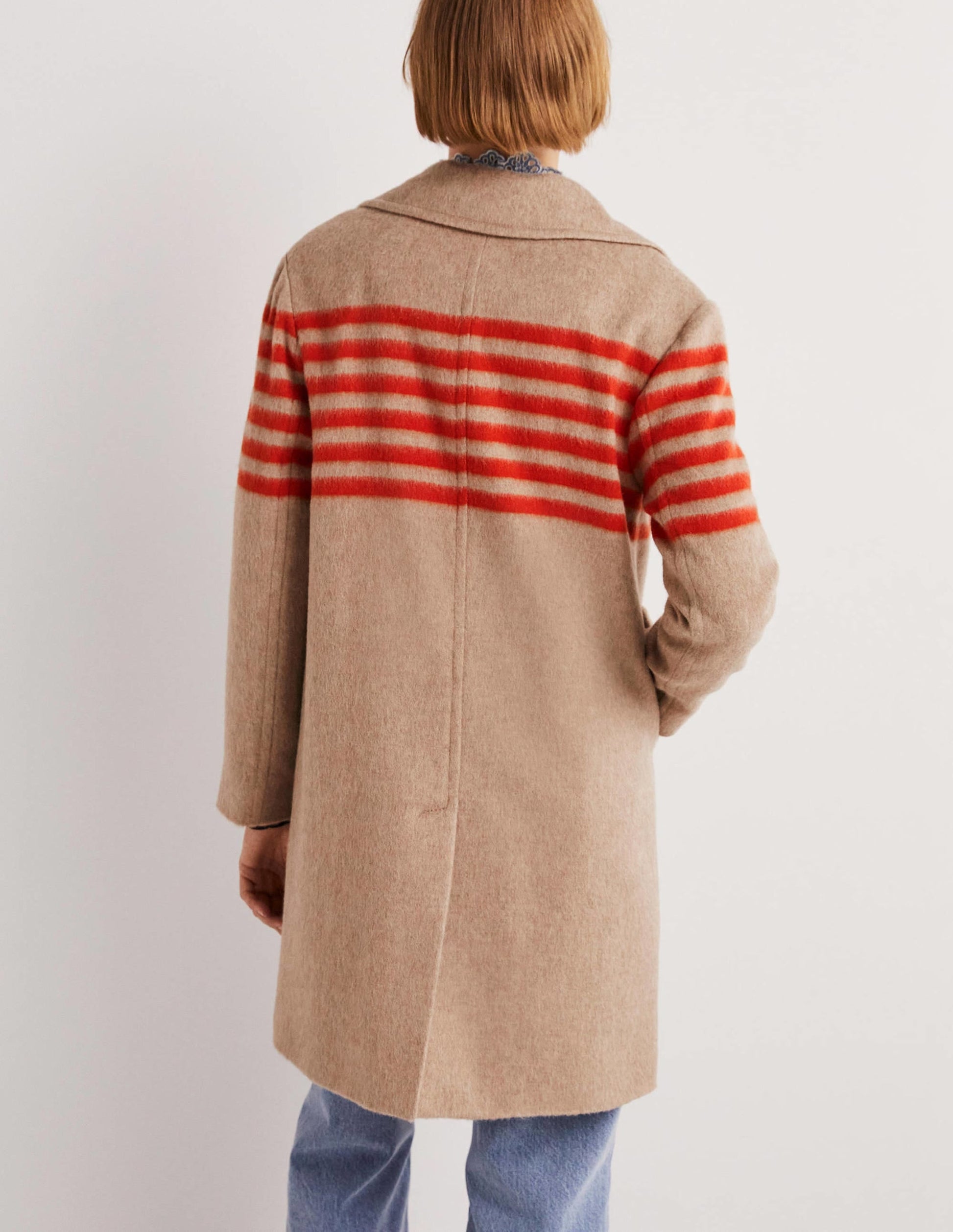 Wool Blend Striped Coat-Camel, Bright Papaya Stripe-3