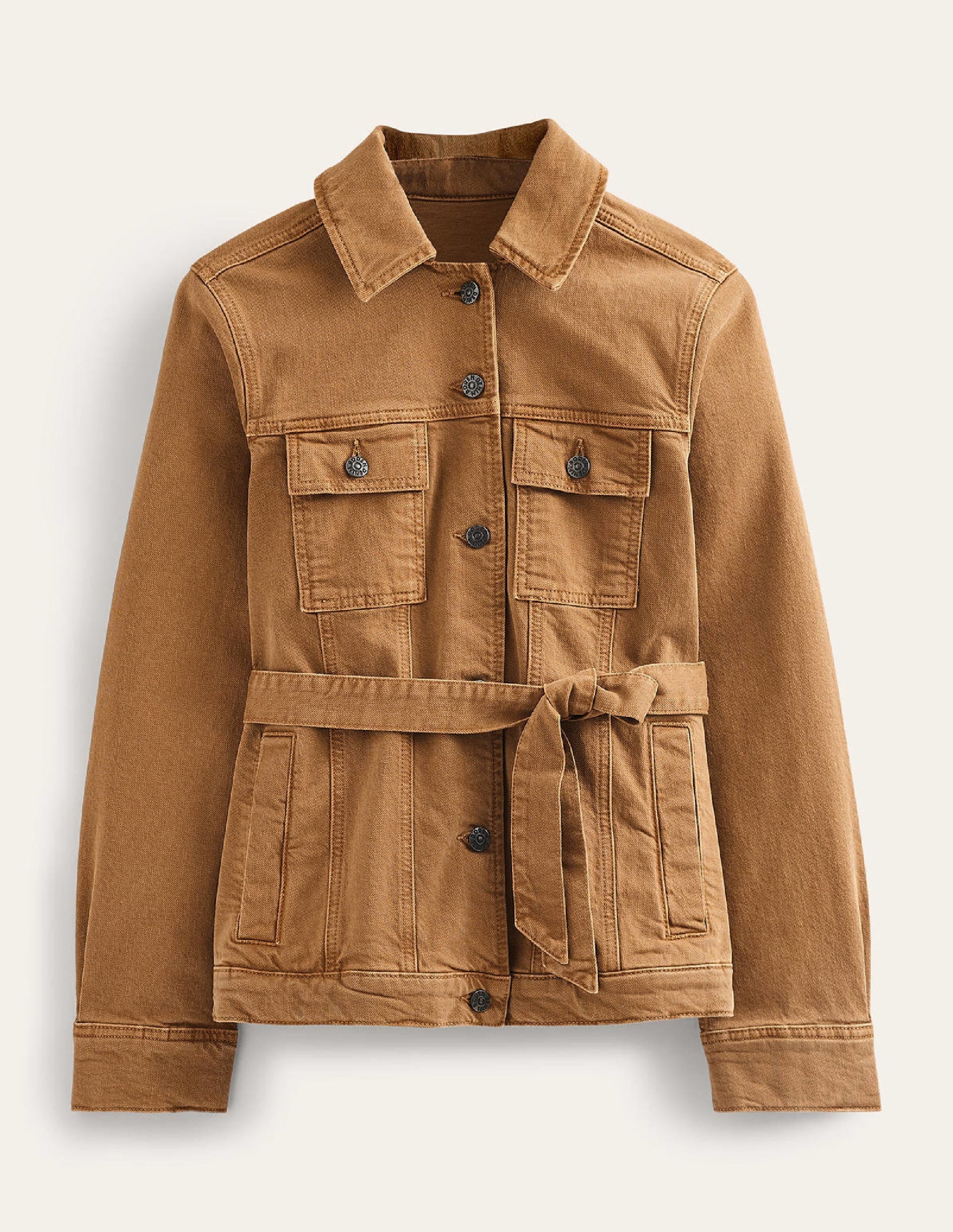 Belted Denim Jacket-Raw Umber - Image 7