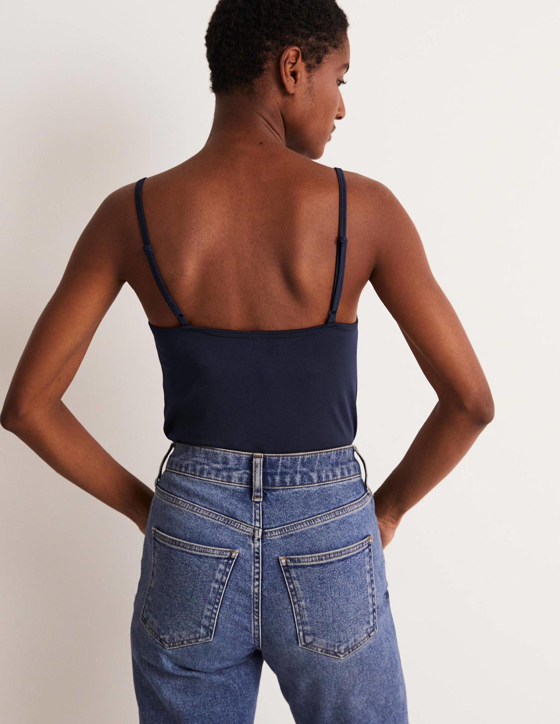 Plain Cami Top-Navy-8