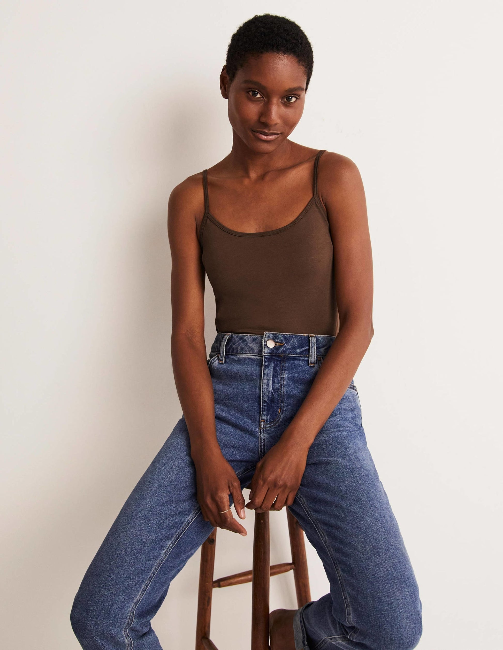 Plain Cami Top-Navy-6