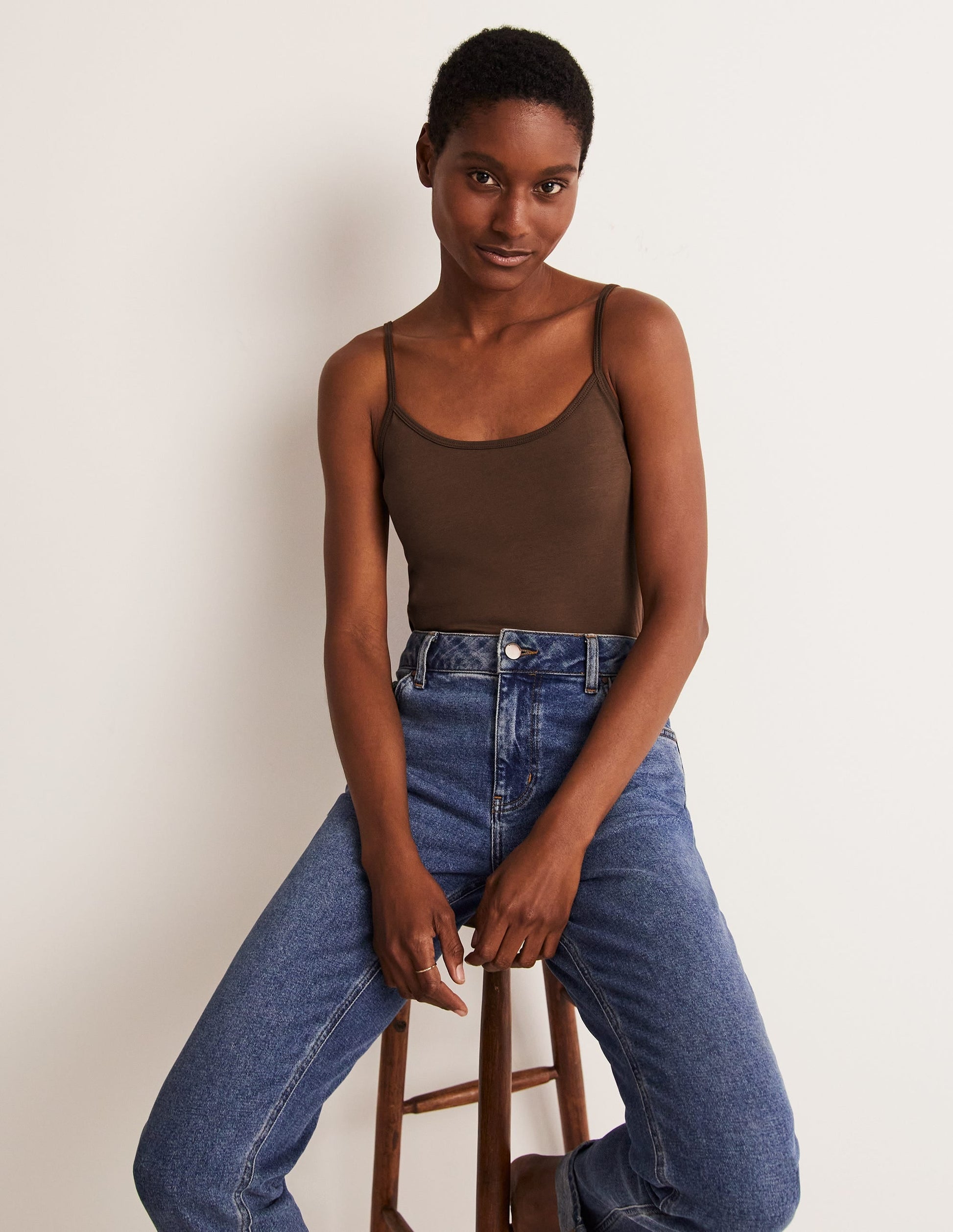 Plain Cami Top-Navy-1