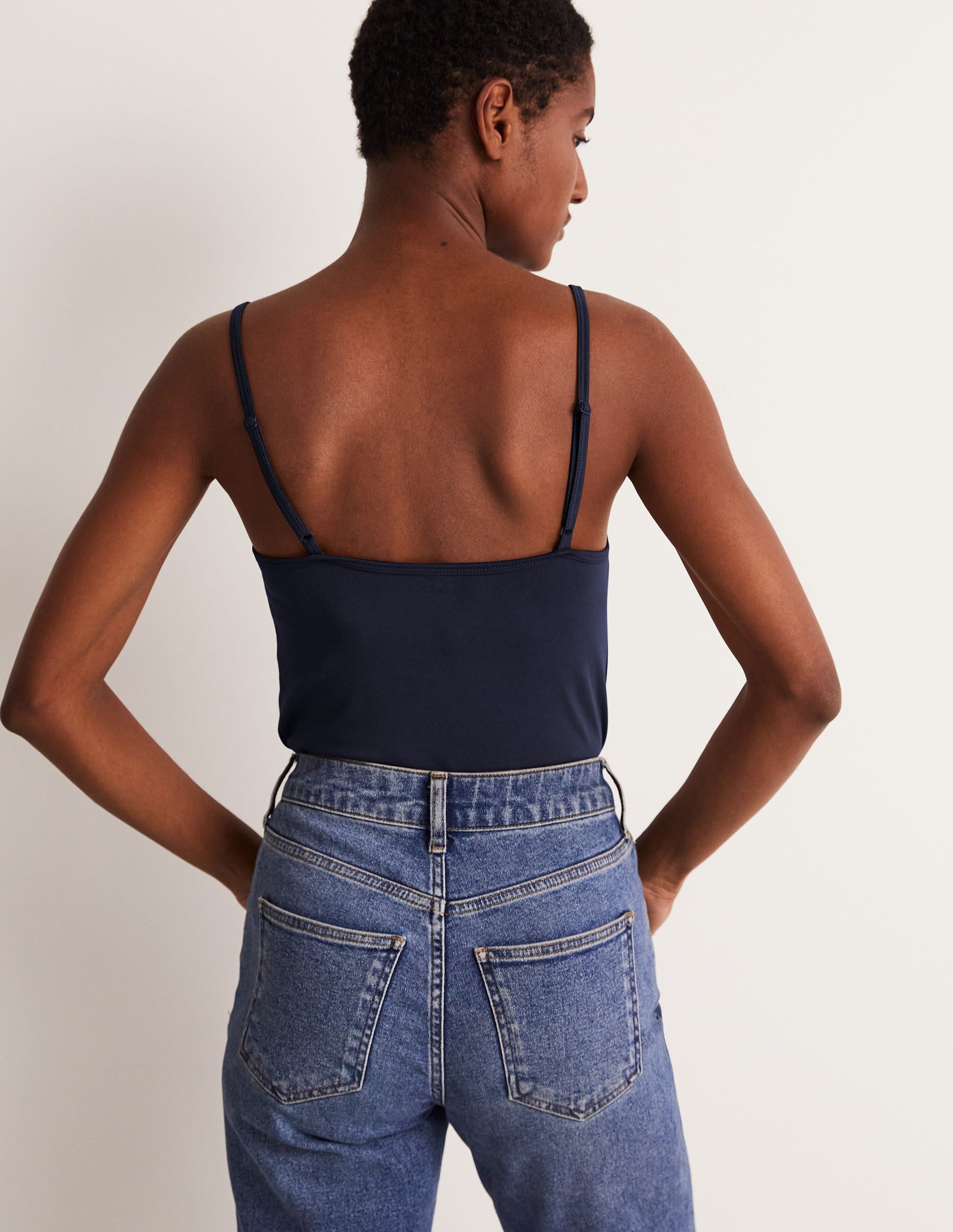 Plain Cami Top-Navy-3