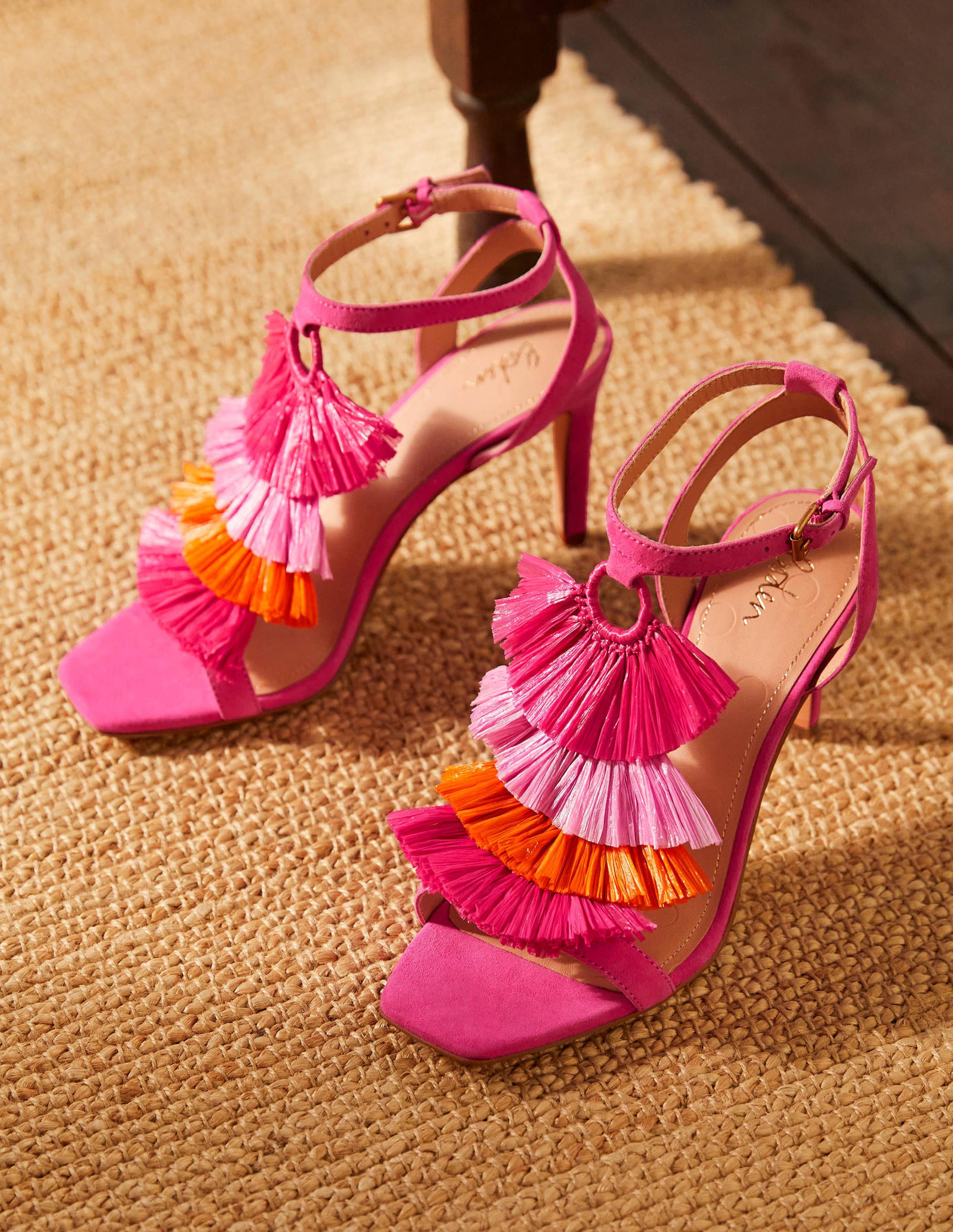 Sarah Fringe Heeled Sandals-Pop Pansy - Image 4