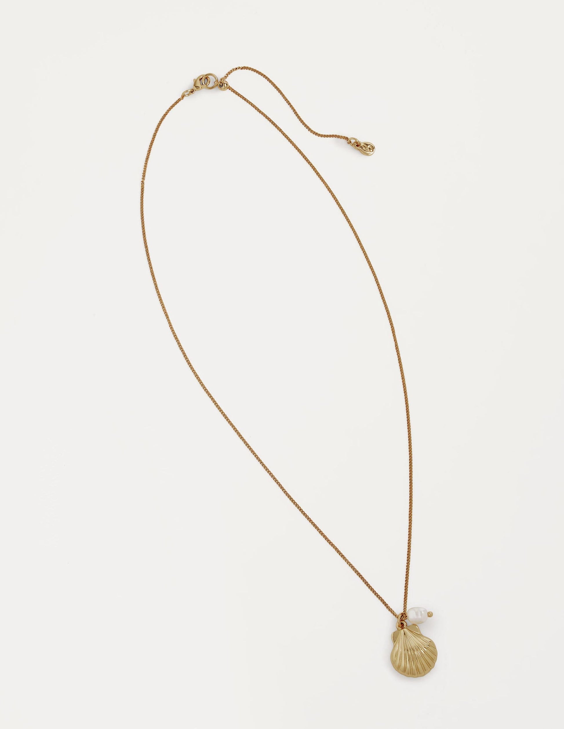 Shell Pendant Necklace-Gold/Pearl-1