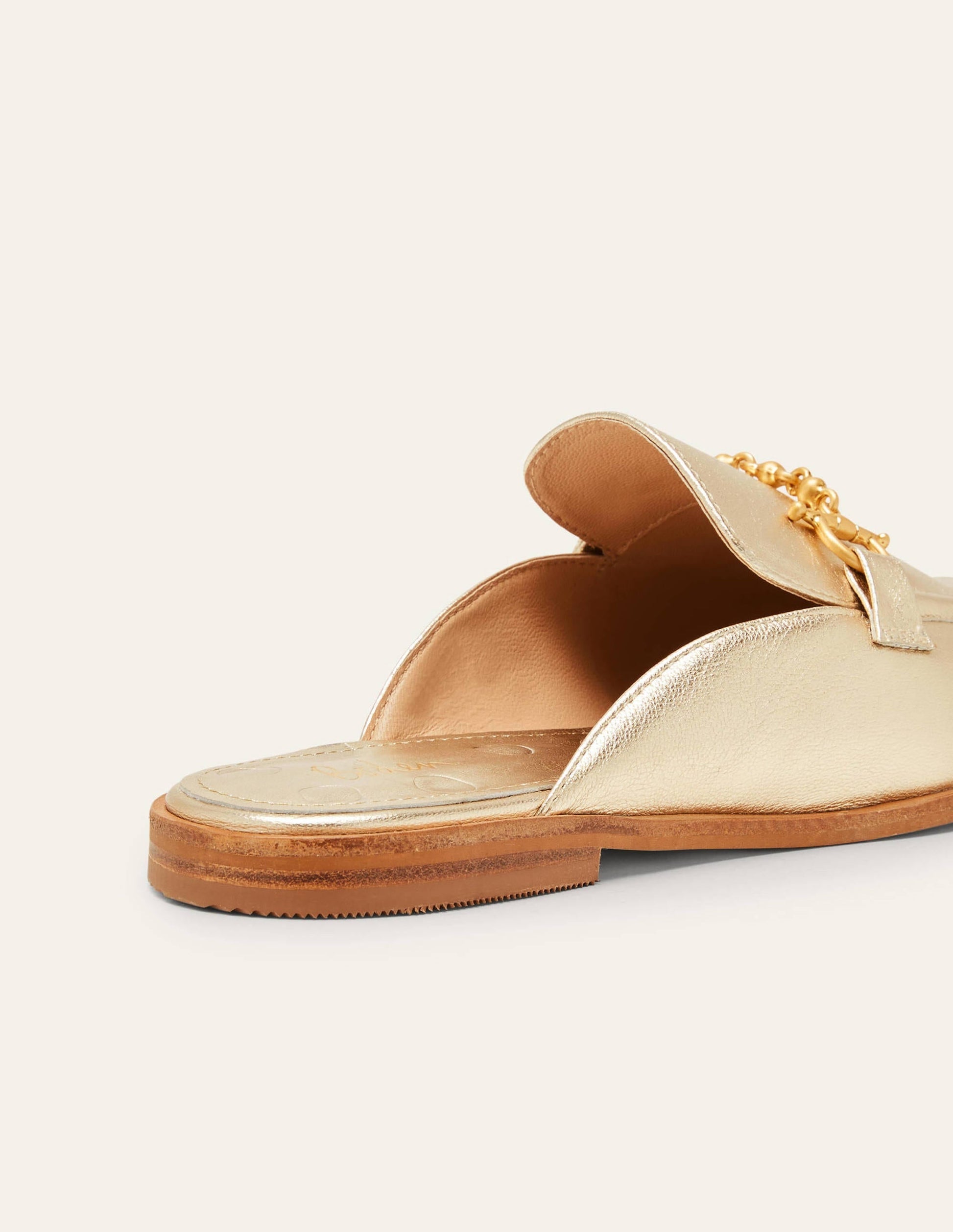 Snaffle Detail Backless Loafer-Gold Metallic-3