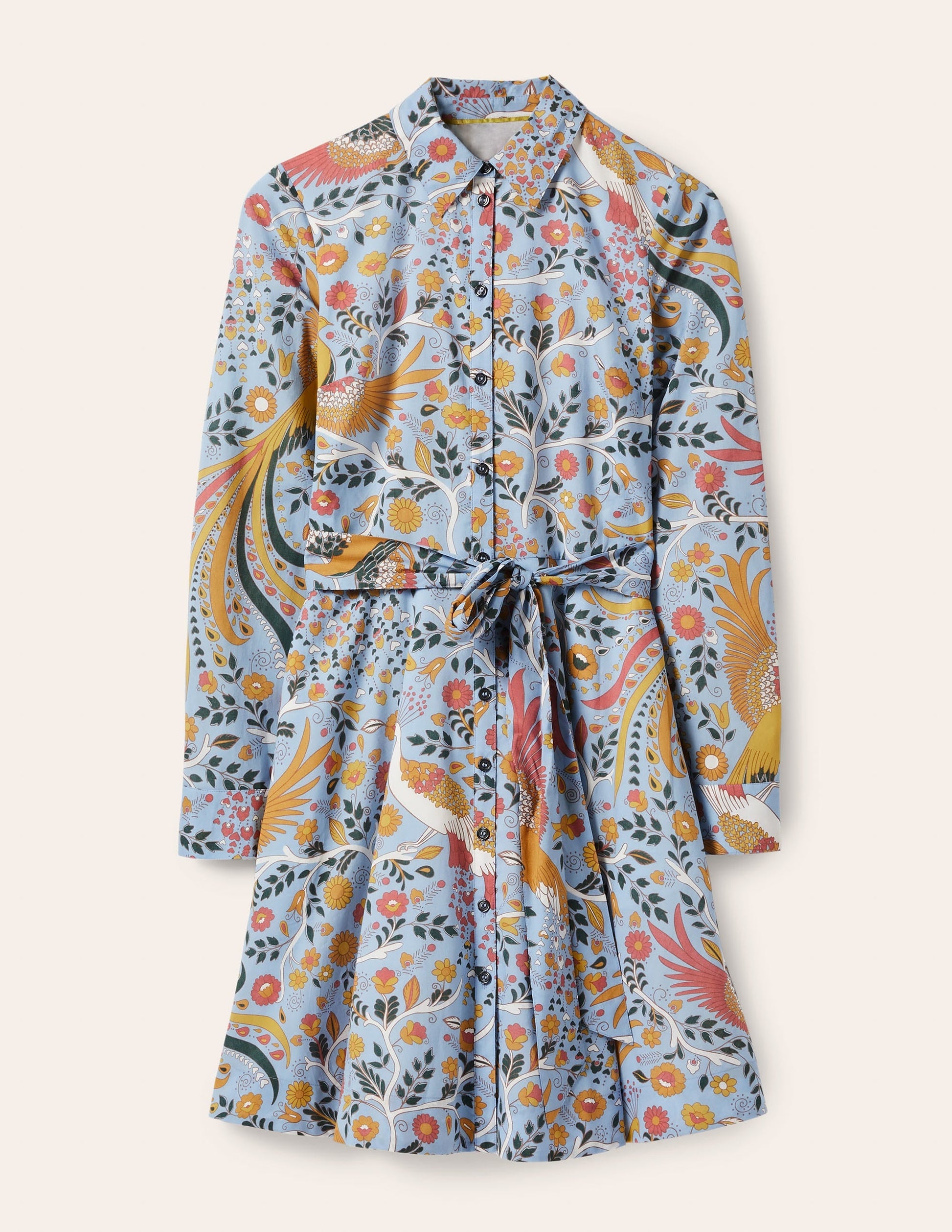 Kitty Shirt Dress-Dusty Blue, Enchanting Peacock-6
