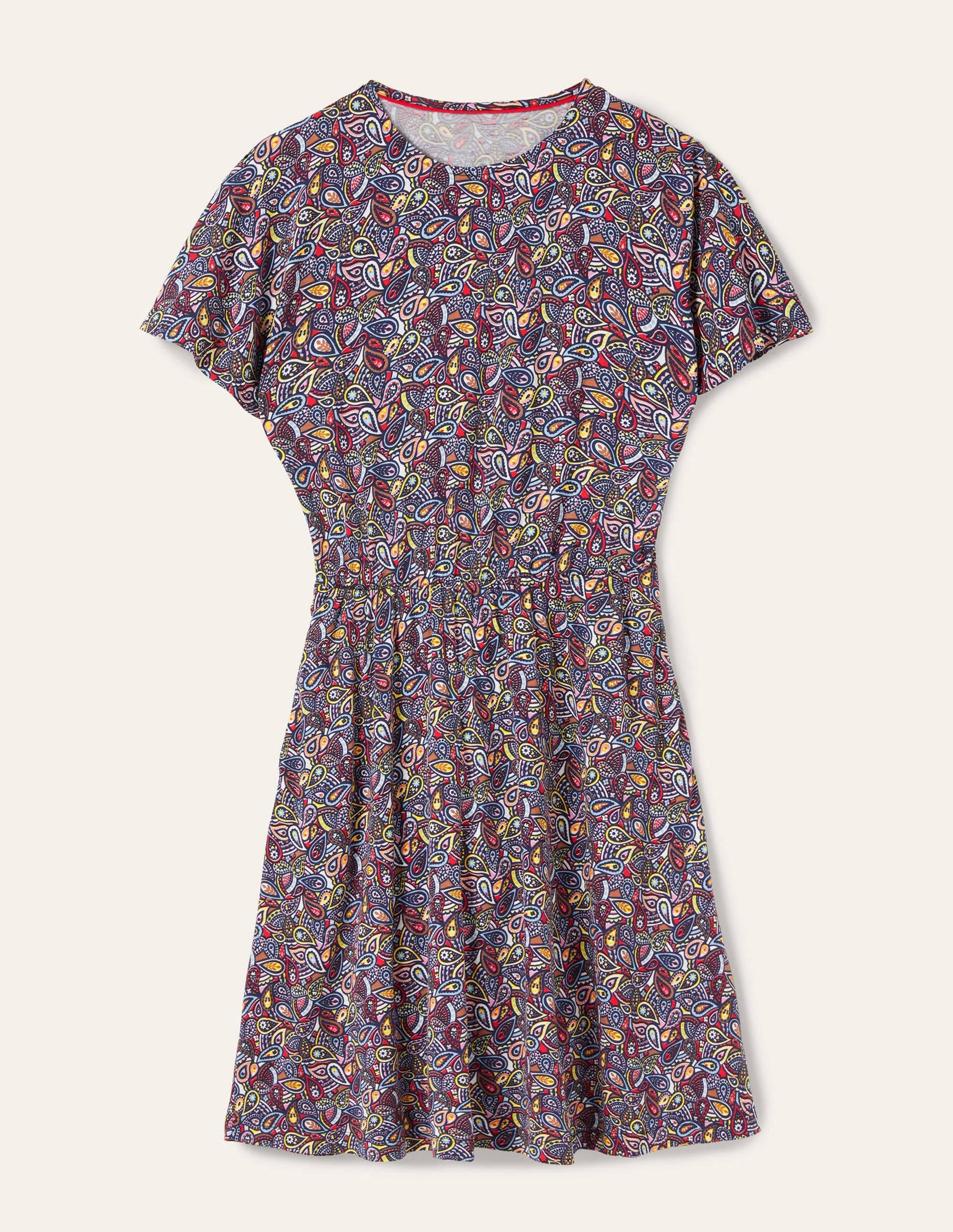 Flutter Sleeve Jersey Dress-Navy Paisley Blush-6