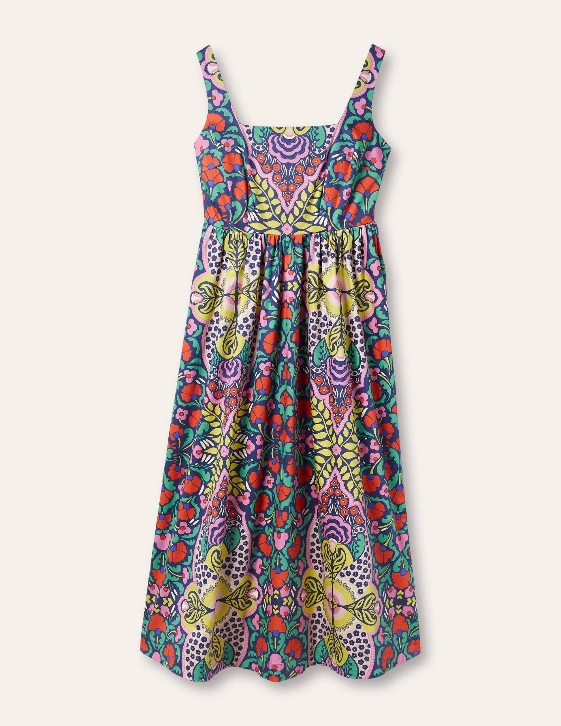 Violet Square Neck Midi Dress-Navy, Passion Bloom-6