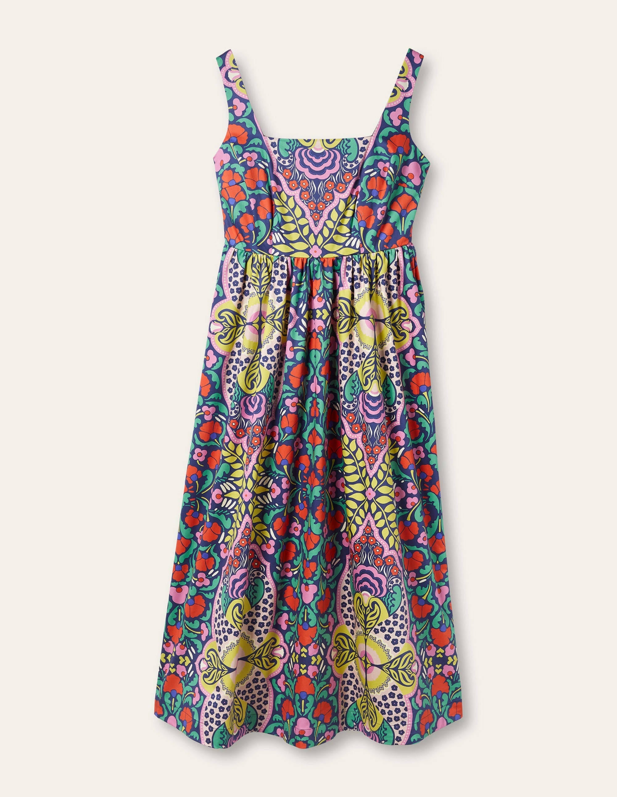 Violet Square Neck Midi Dress-Navy, Passion Bloom - Image 6