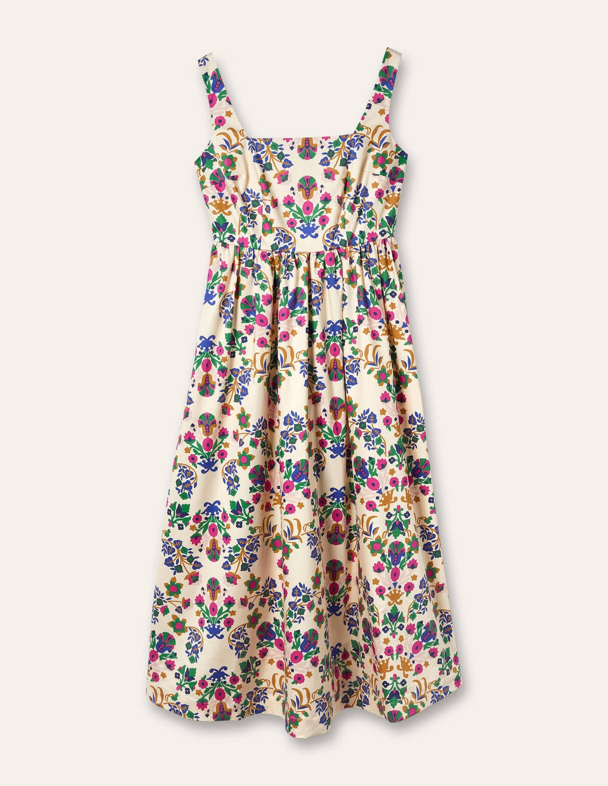 Violet Square Neck Midi Dress-Ivory, Bouquet Flourish-5