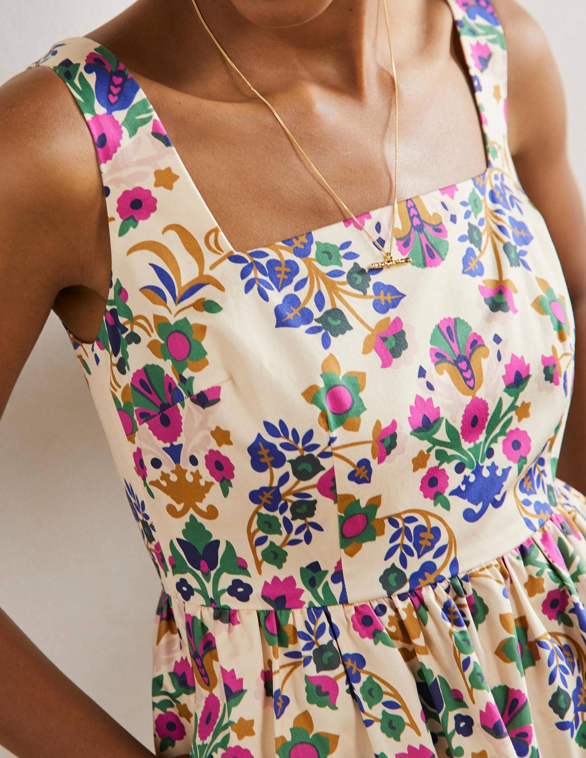Violet Square Neck Midi Dress-Ivory, Bouquet Flourish-2
