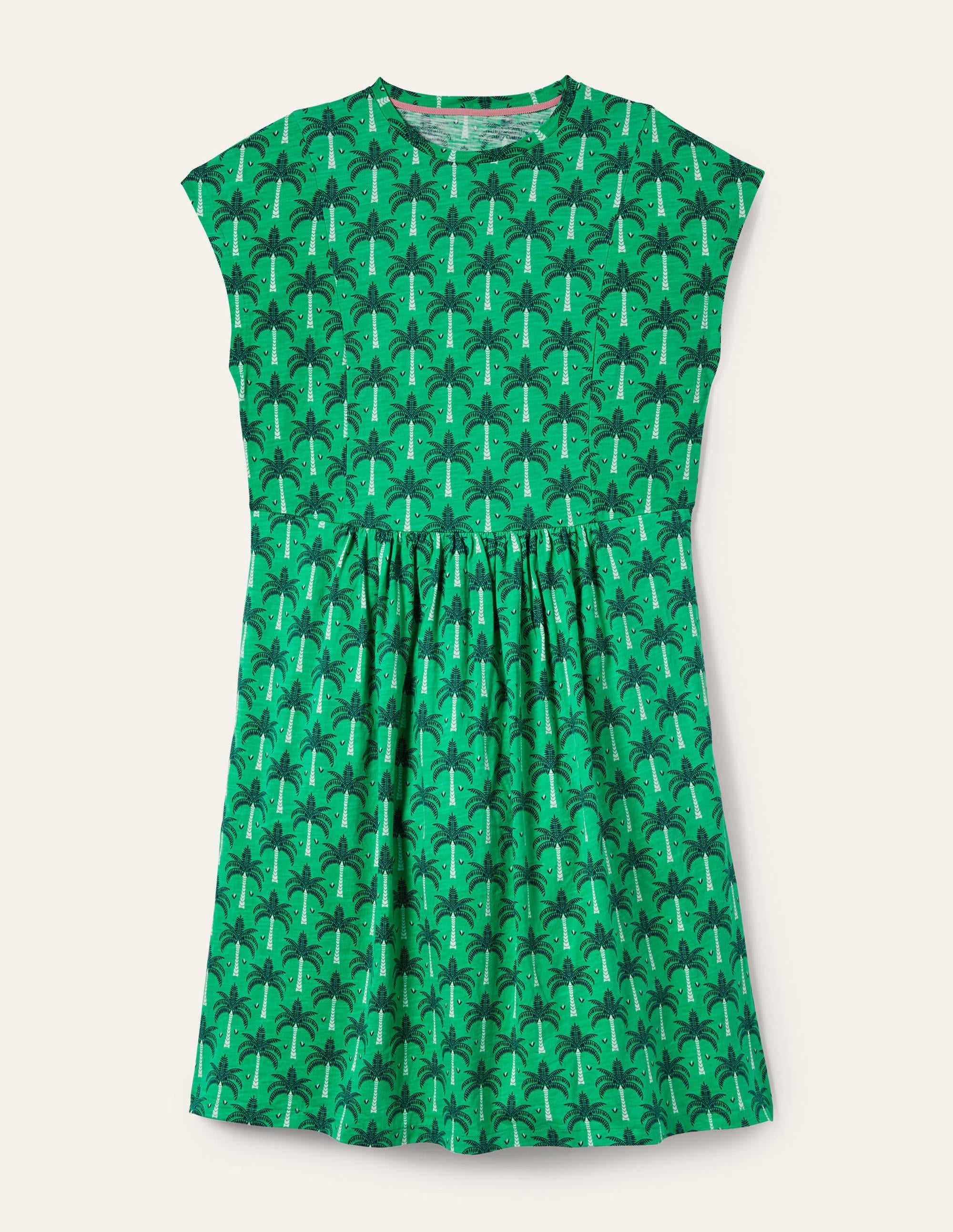 Jersey T-Shirt Dress-Green Lagoon, Paradise Palm - Image 5