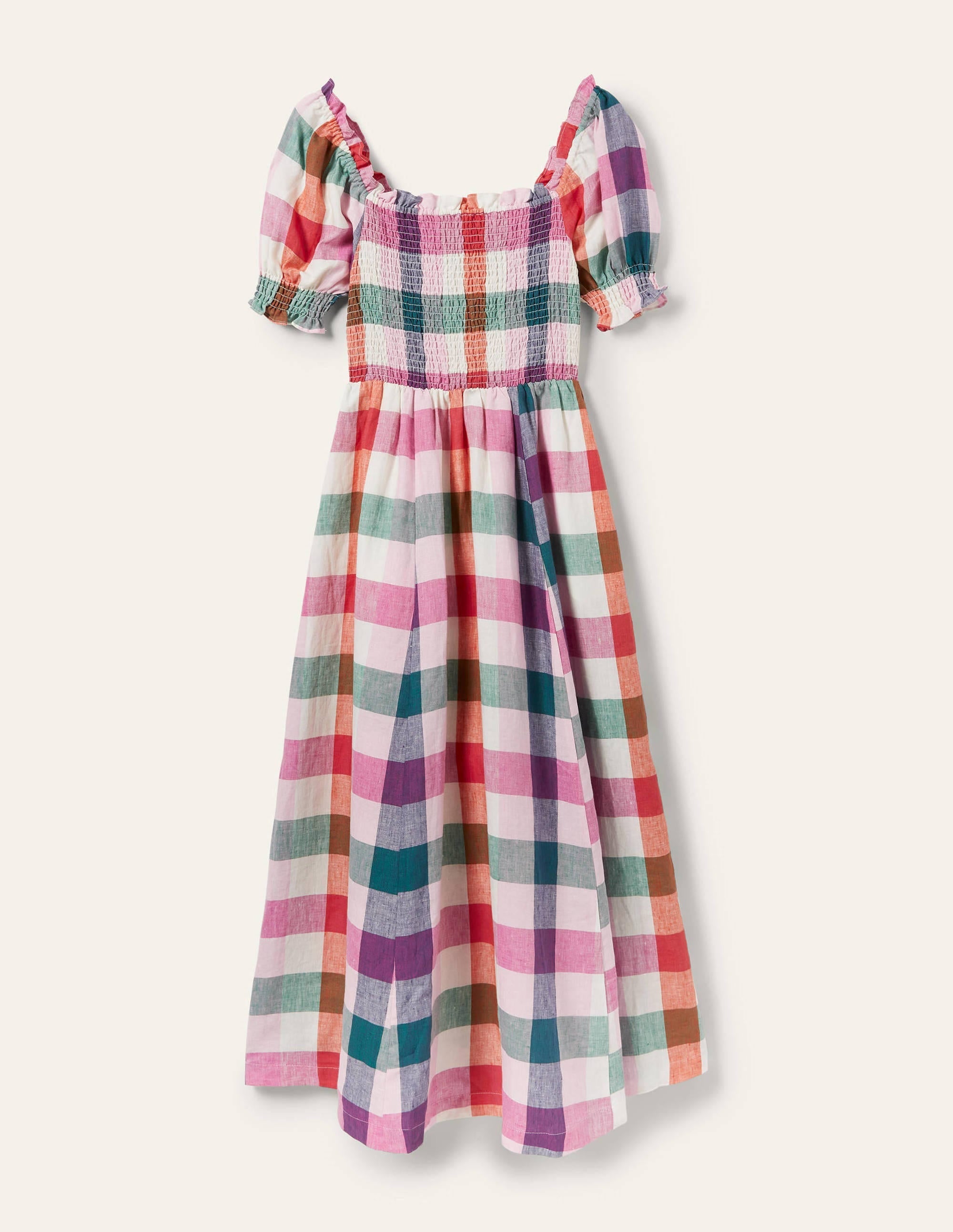 Smocked Bodice Midi Dress-Bonbon and Flambe - Image 6