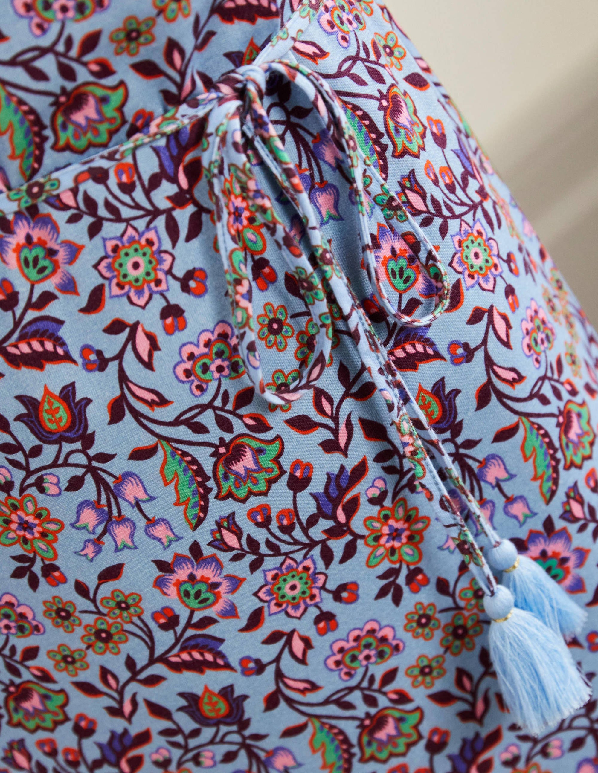 Belted Jersey Midi Dress-Dusty Blue Oriental Meadow - Image 2