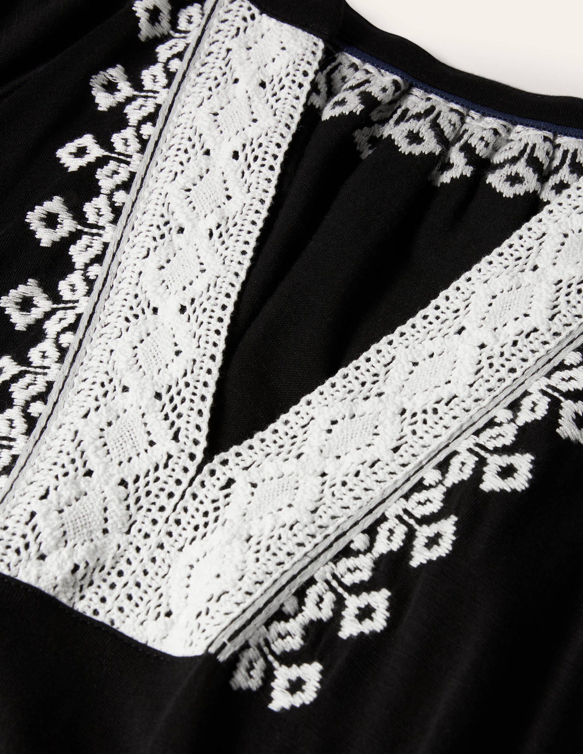 Crochet Trim Jersey Midi Dress-Black - Image 5
