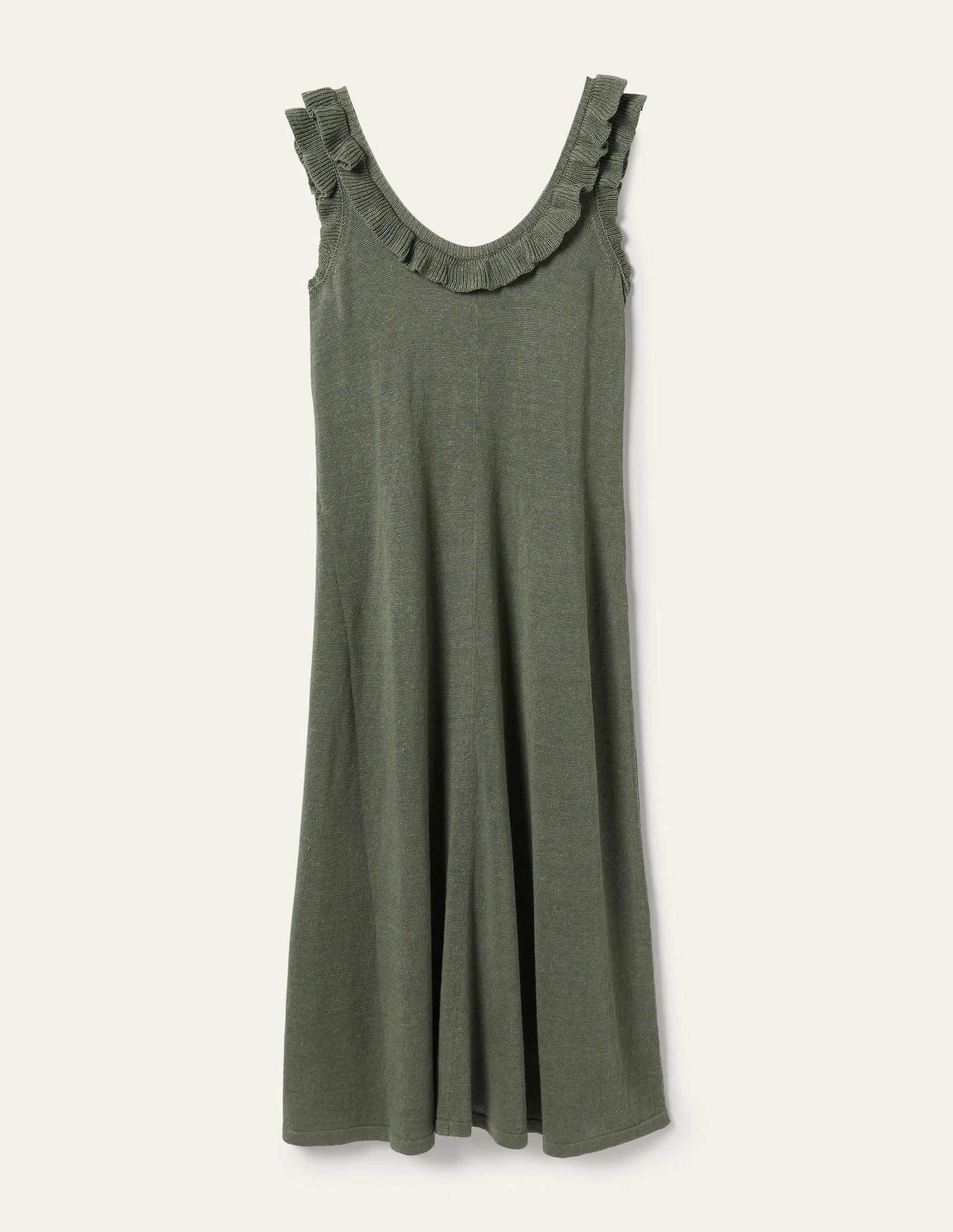 Frill Neck Knitted Midi Dress-Alder - Image 6