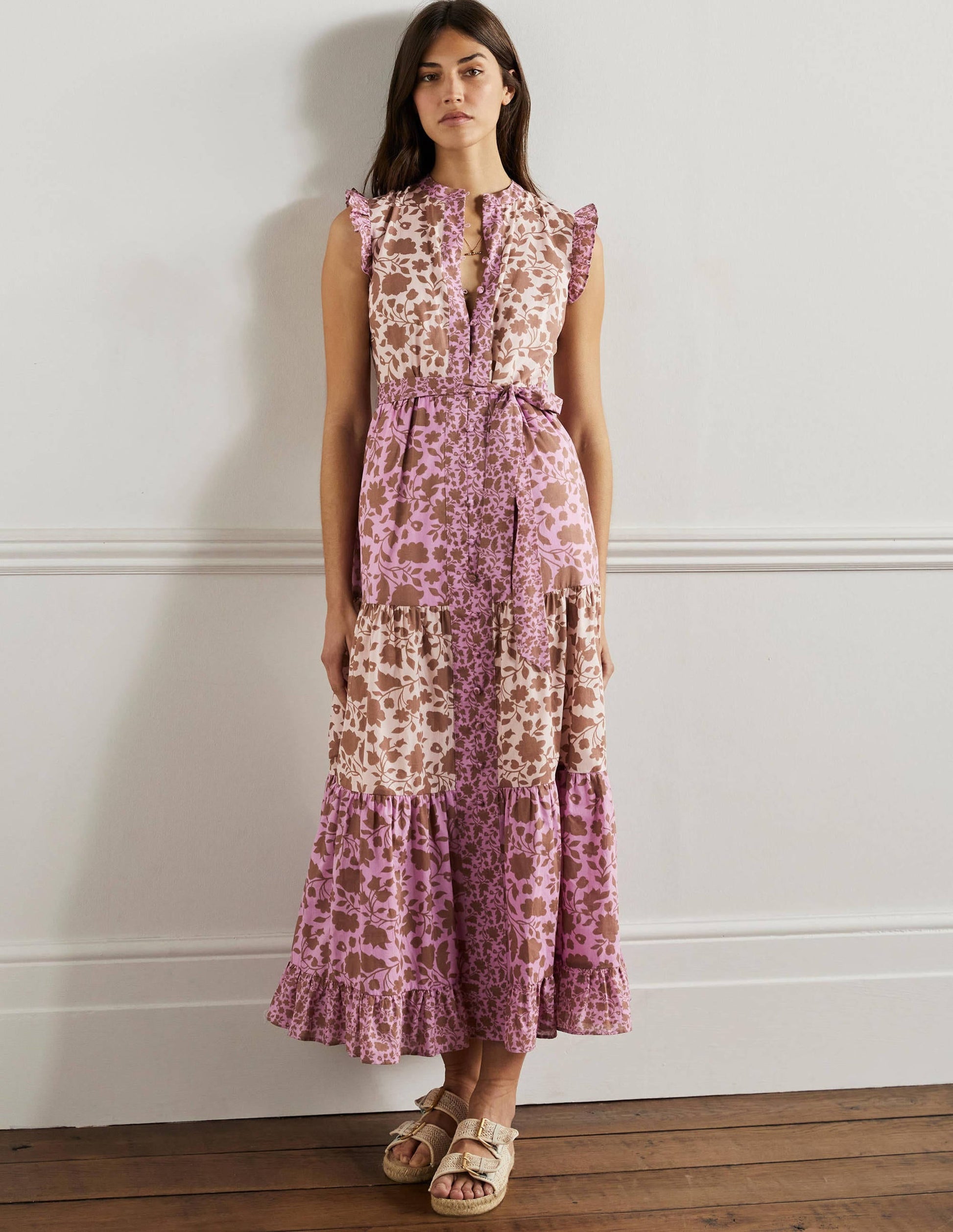 Tiered Ruffle Maxi Dress-Orchid, Botanic Silhouette-4