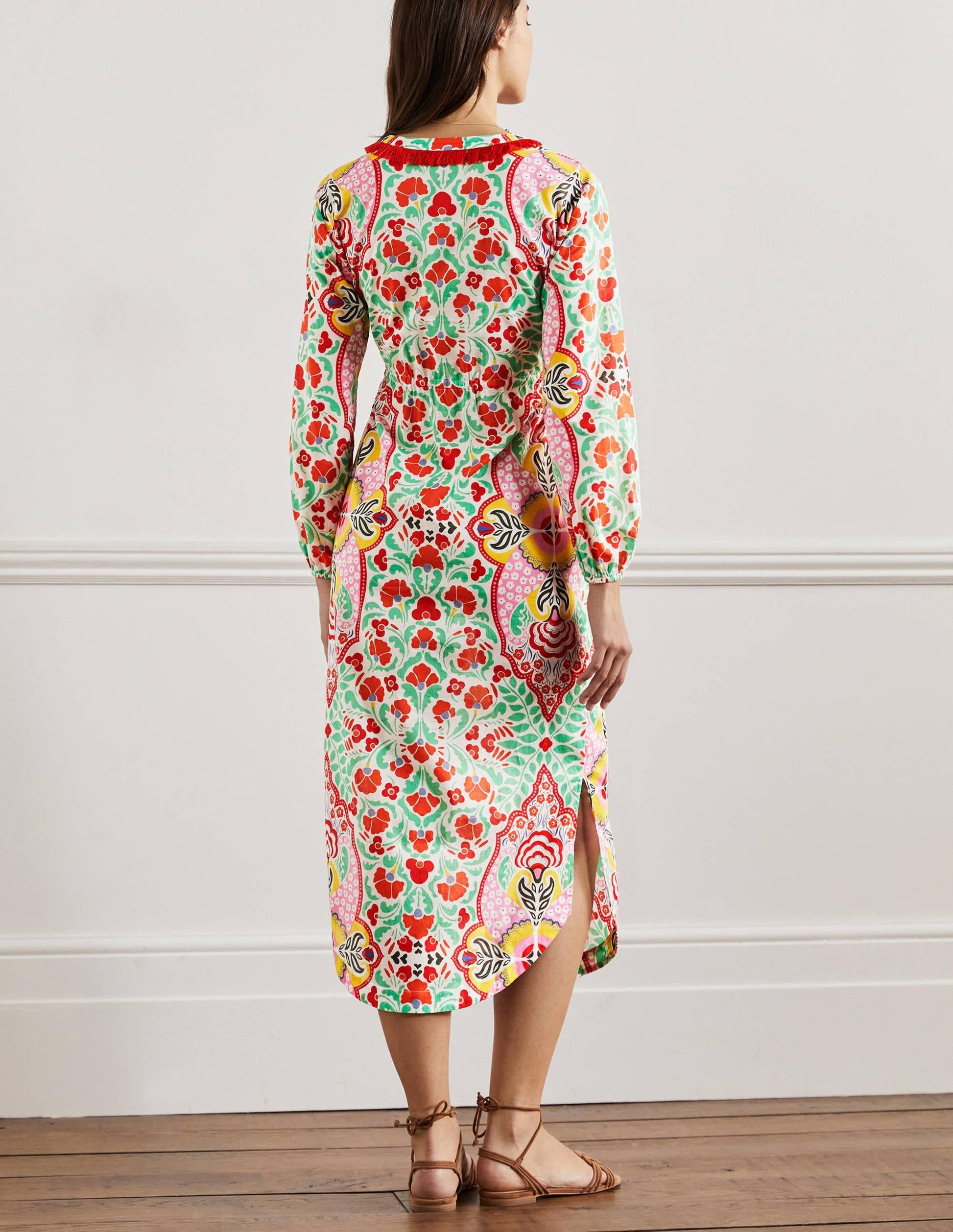 Trim Detail Kaftan Maxi Dress-Bright Papaya, Delicate Bud-3