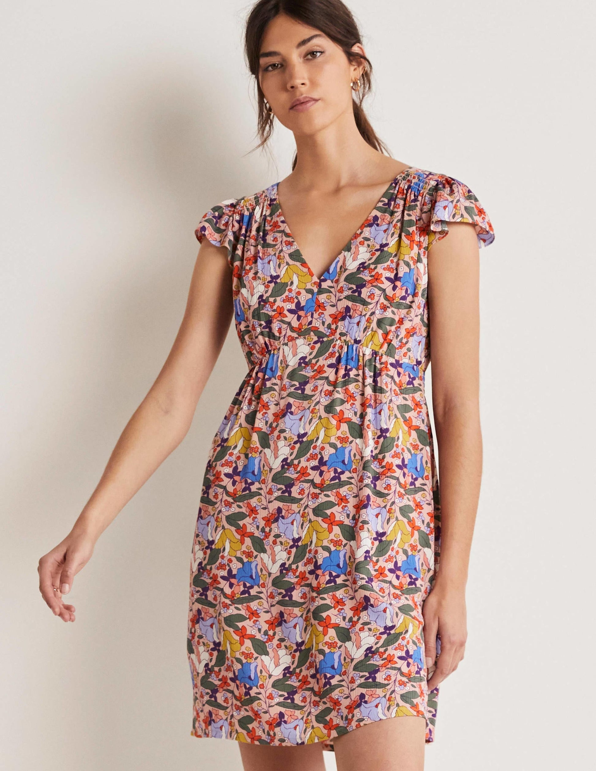 Grace Flutter Sleeve Dress-Milkshake, Tulip Terrace-1