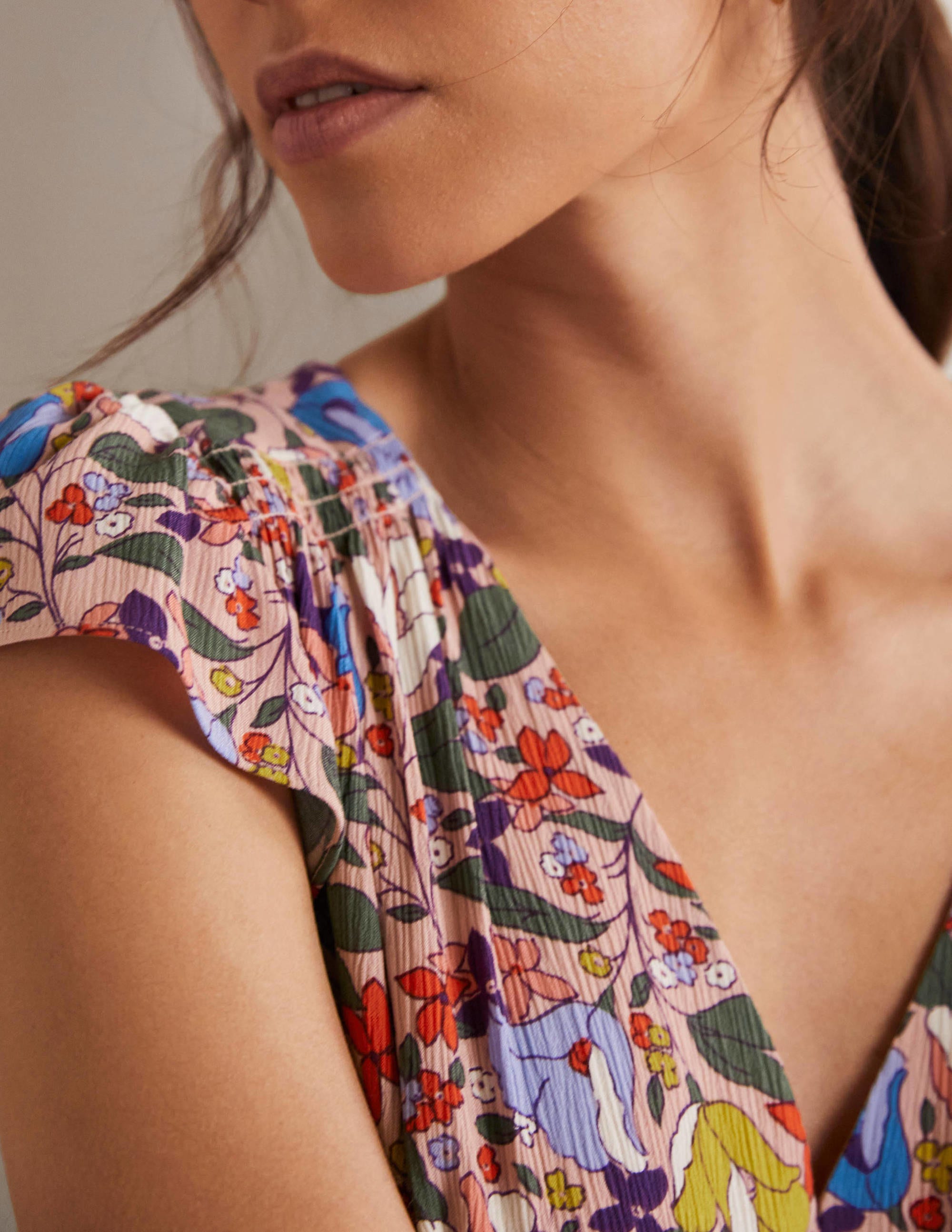 Grace Flutter Sleeve Dress-Milkshake, Tulip Terrace - Image 2