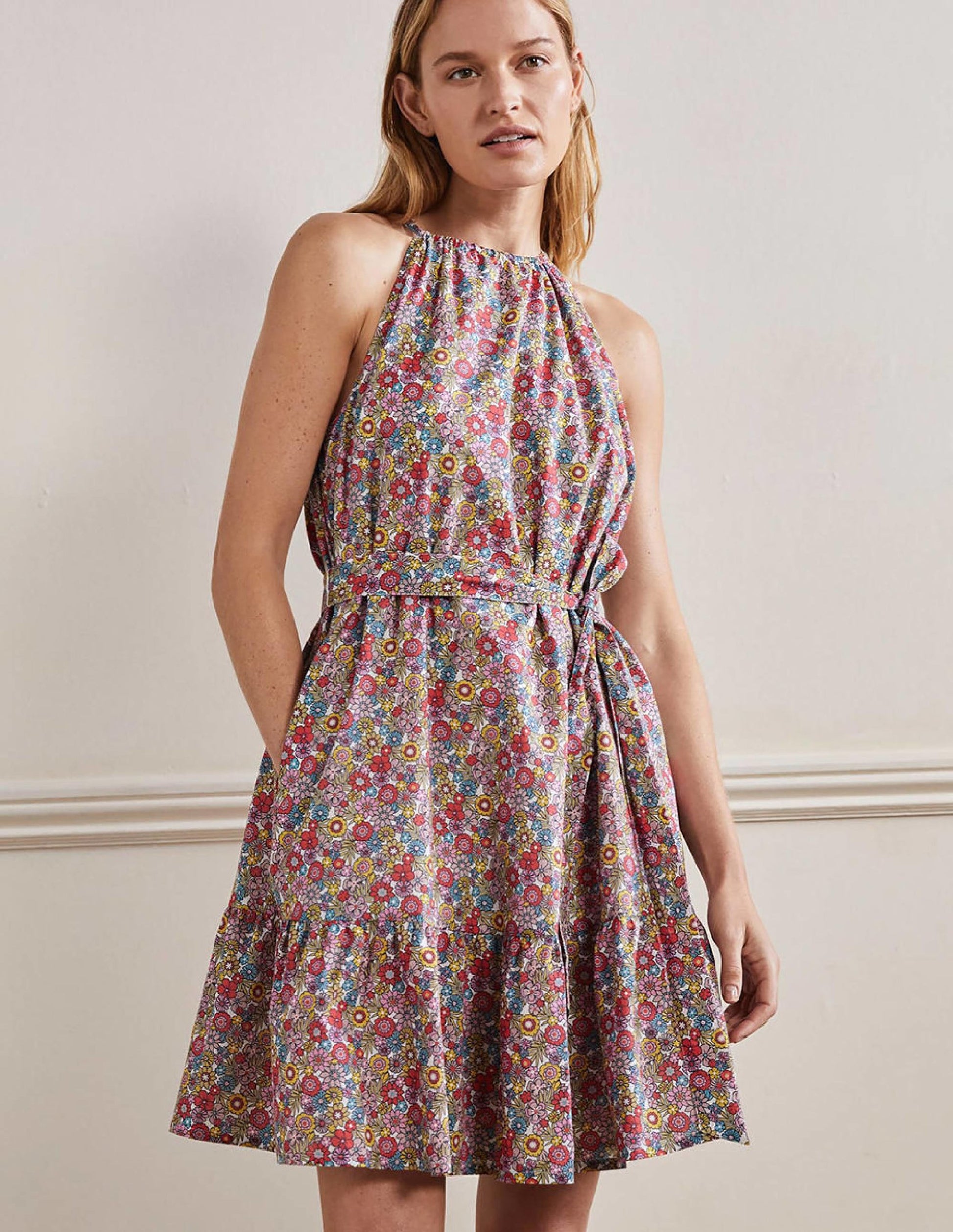 Ingrid Halterneck Dress-Multi, Bloom Garden-1