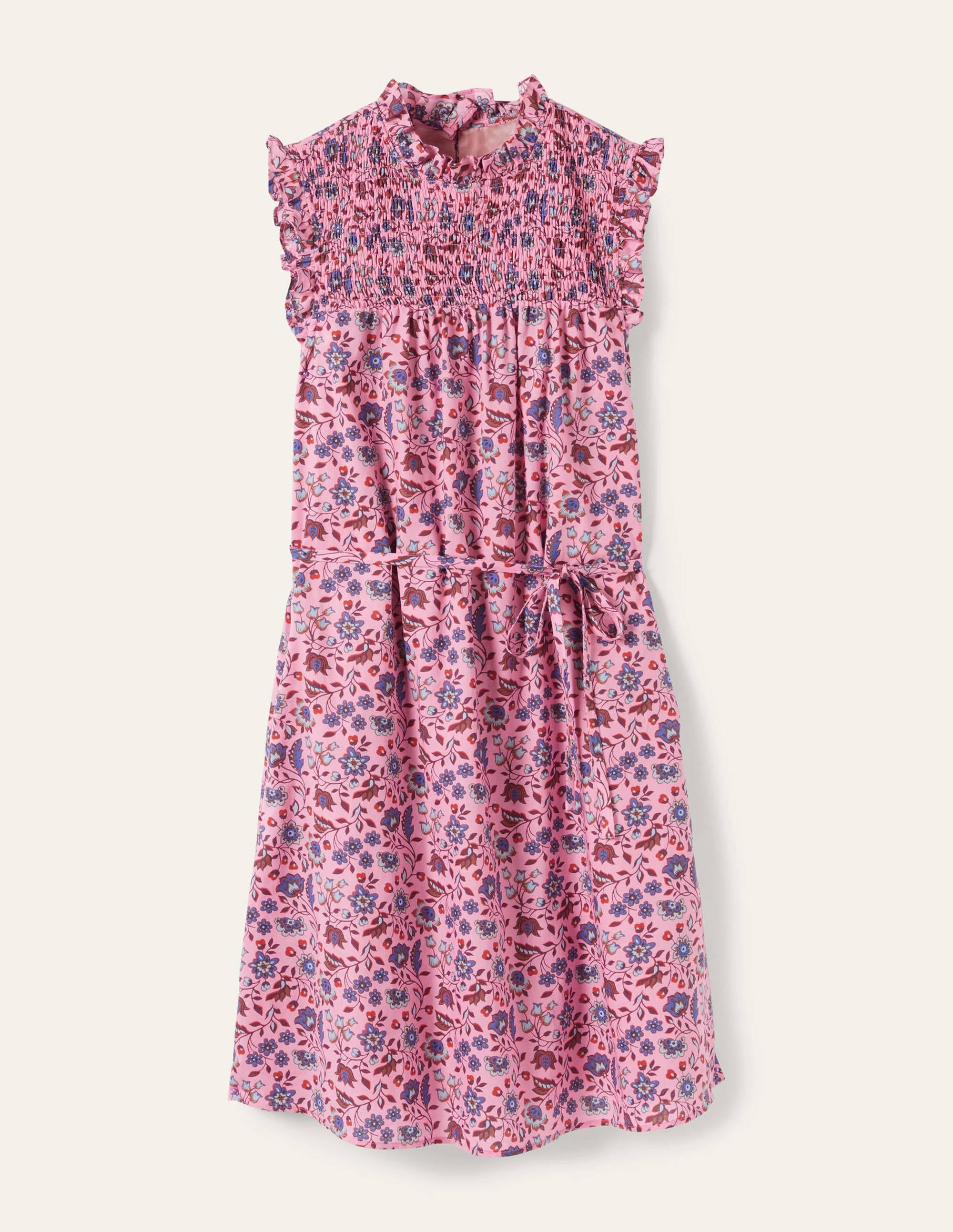 Sleeveless Smocked Mini Dress-Formica Pink Oriental Meadow - Image 6