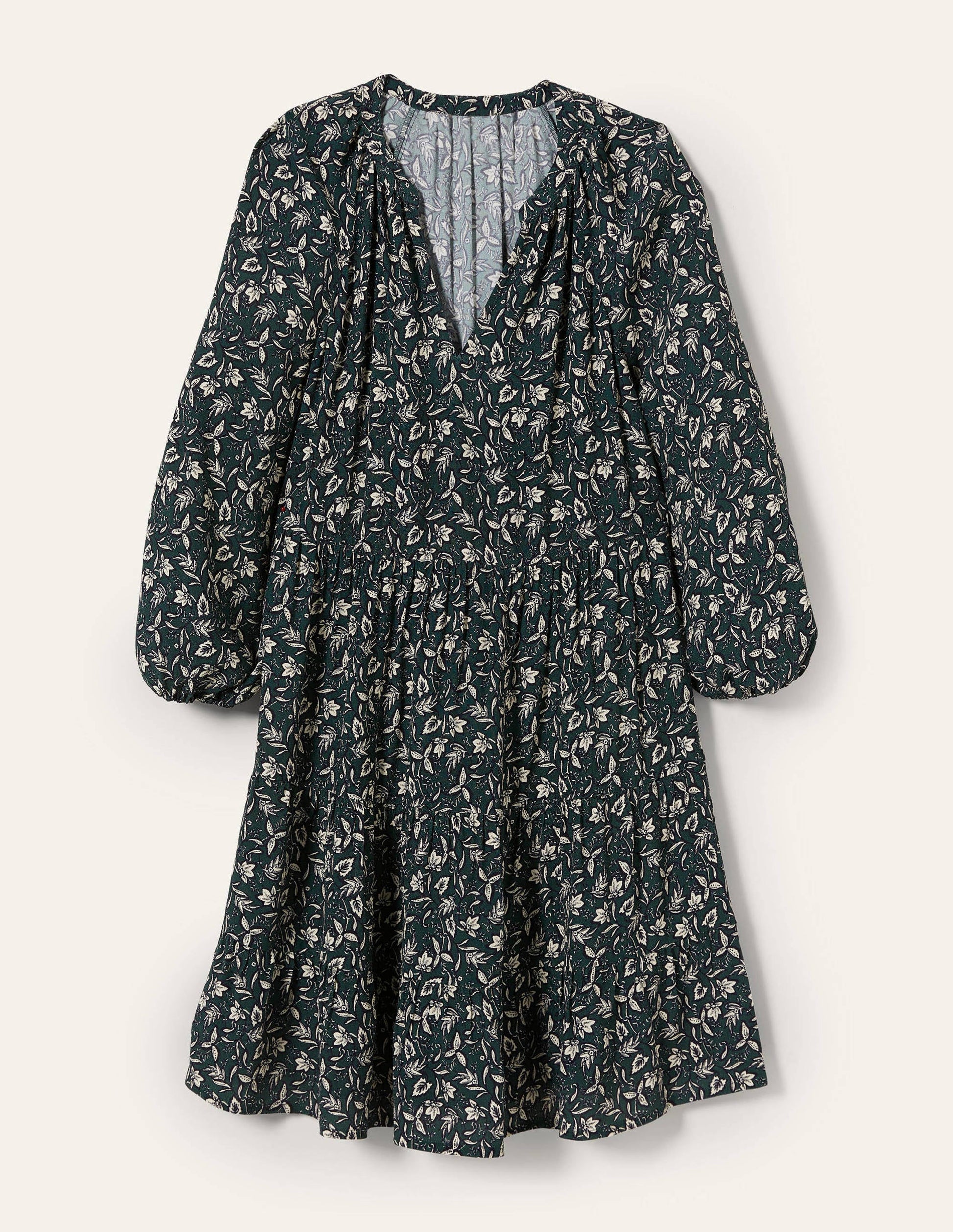 Notch Neck Tiered Dress-Trekking Green, Wild Flora-5