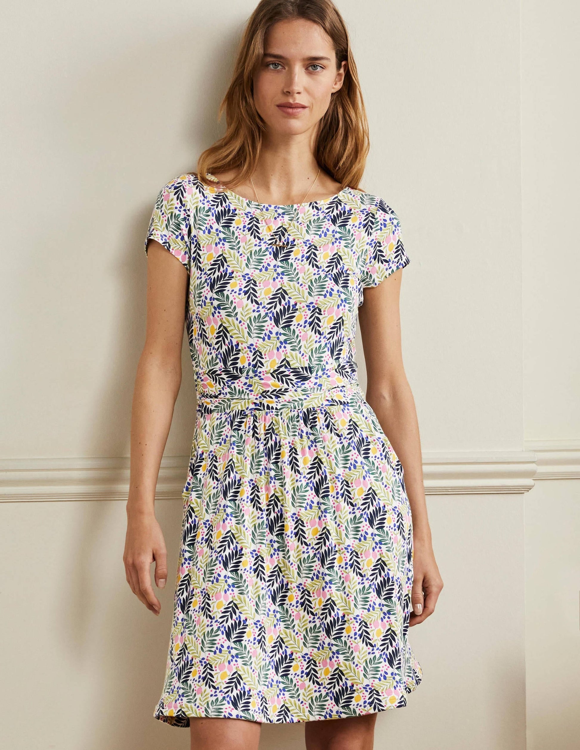 Amelie Jersey Dress-Multi, Lemon Foliage-1
