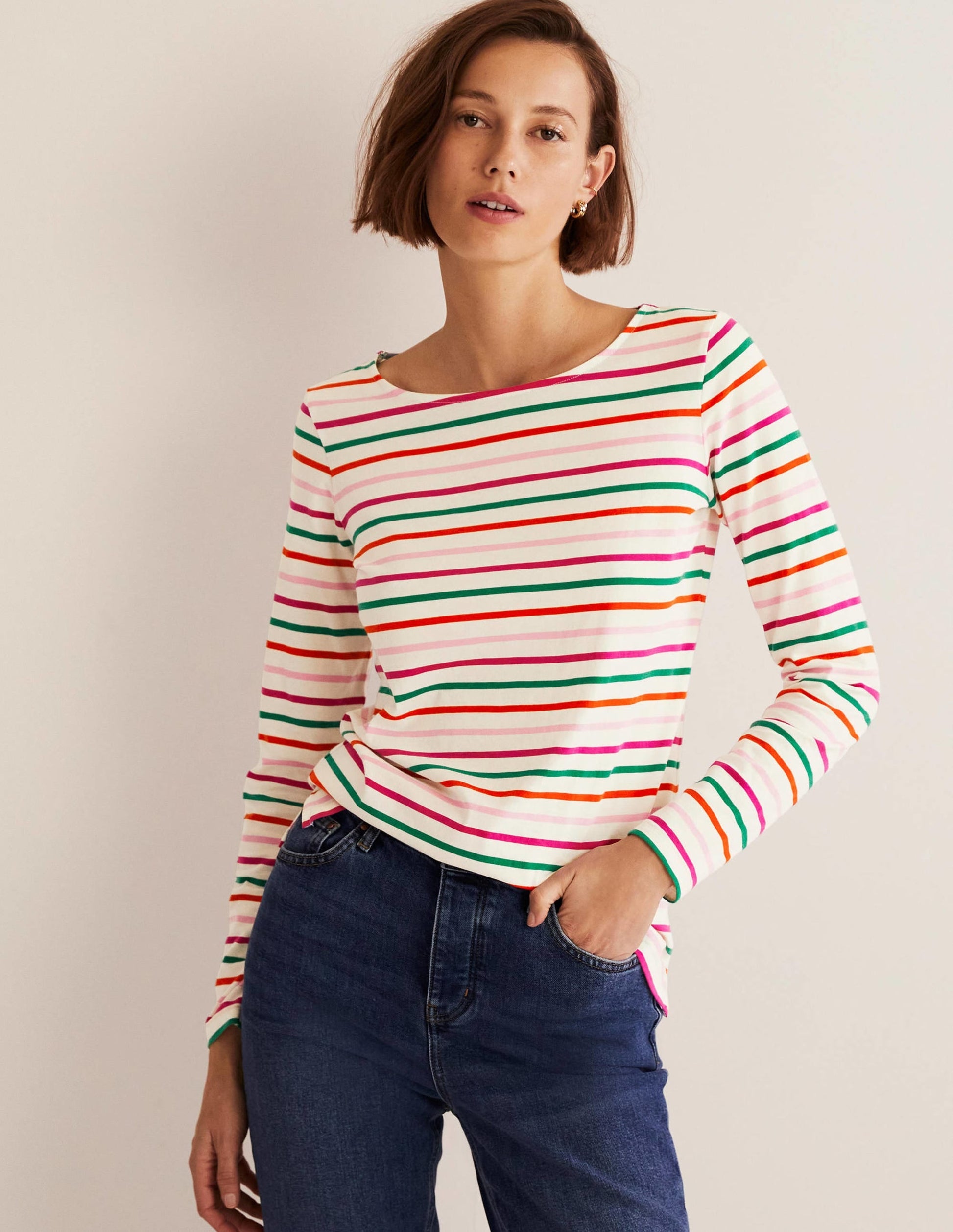 Long Sleeve Breton Top-Bon Bon and Firecracker Stripe-5
