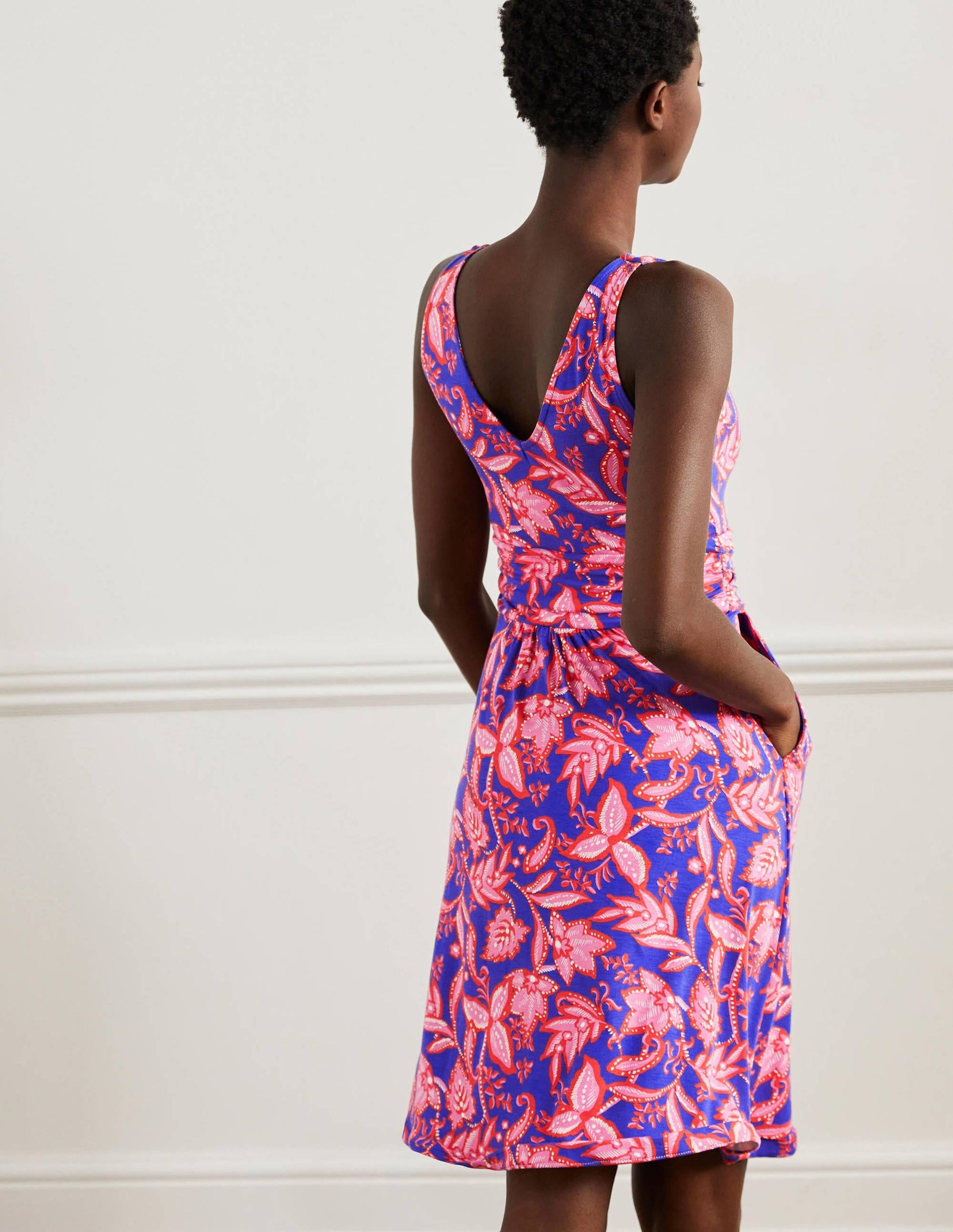 Effie V-Neck Jersey Dress-Strawberry Daiquiri Wild Flora-3
