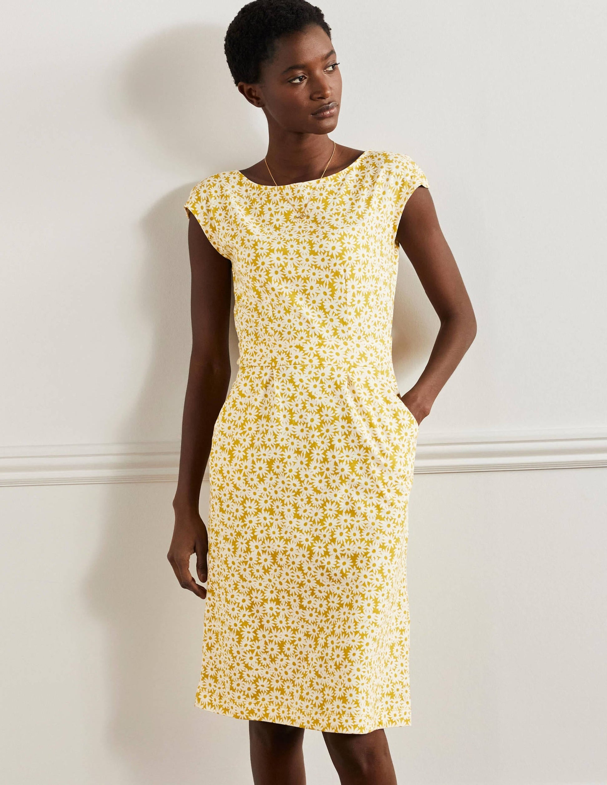Florrie Jersey Dress-Olive Oil, Daisy Floral-4