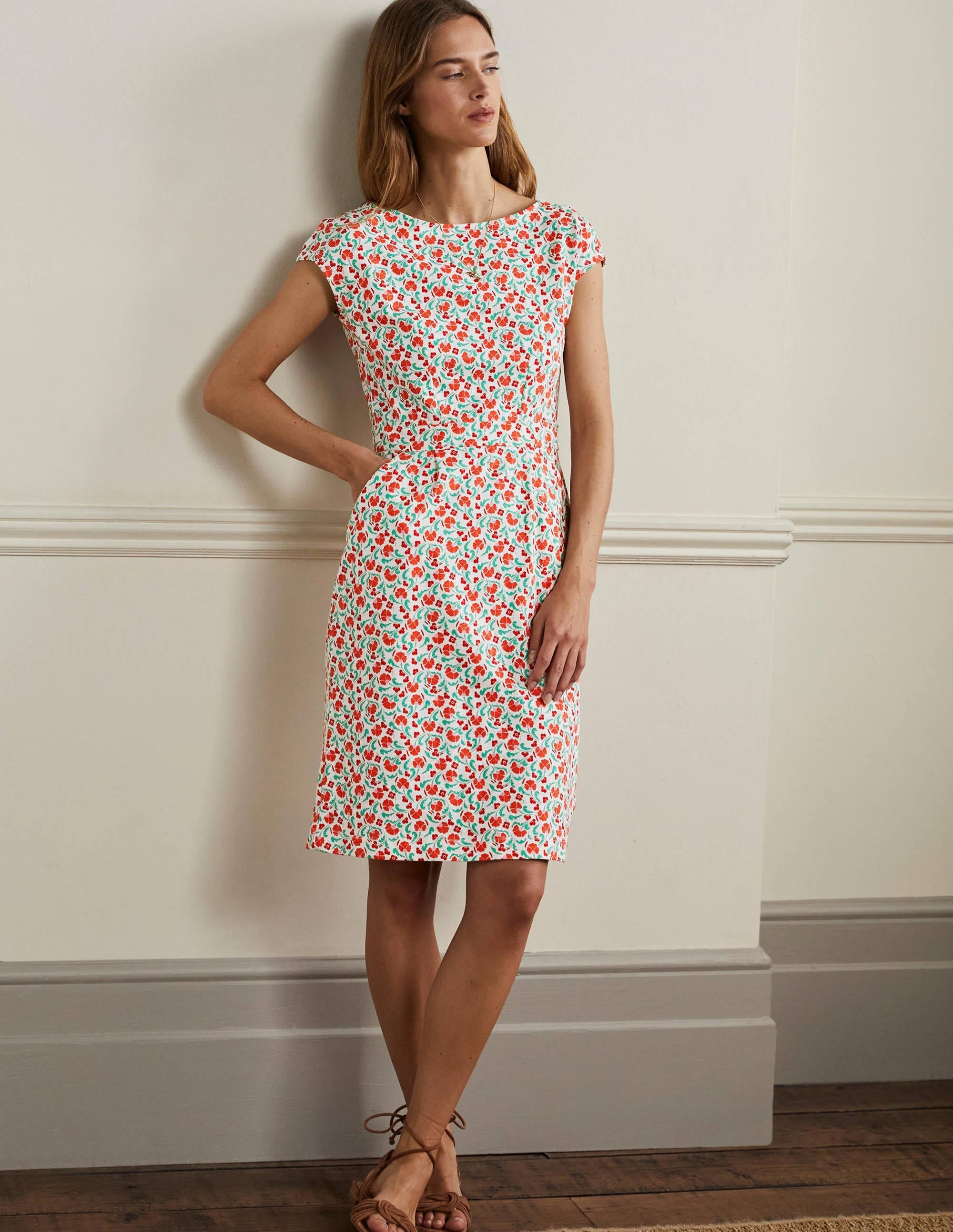 Florrie Jersey Dress-Bright Papaya Delicate Bud - Image 1
