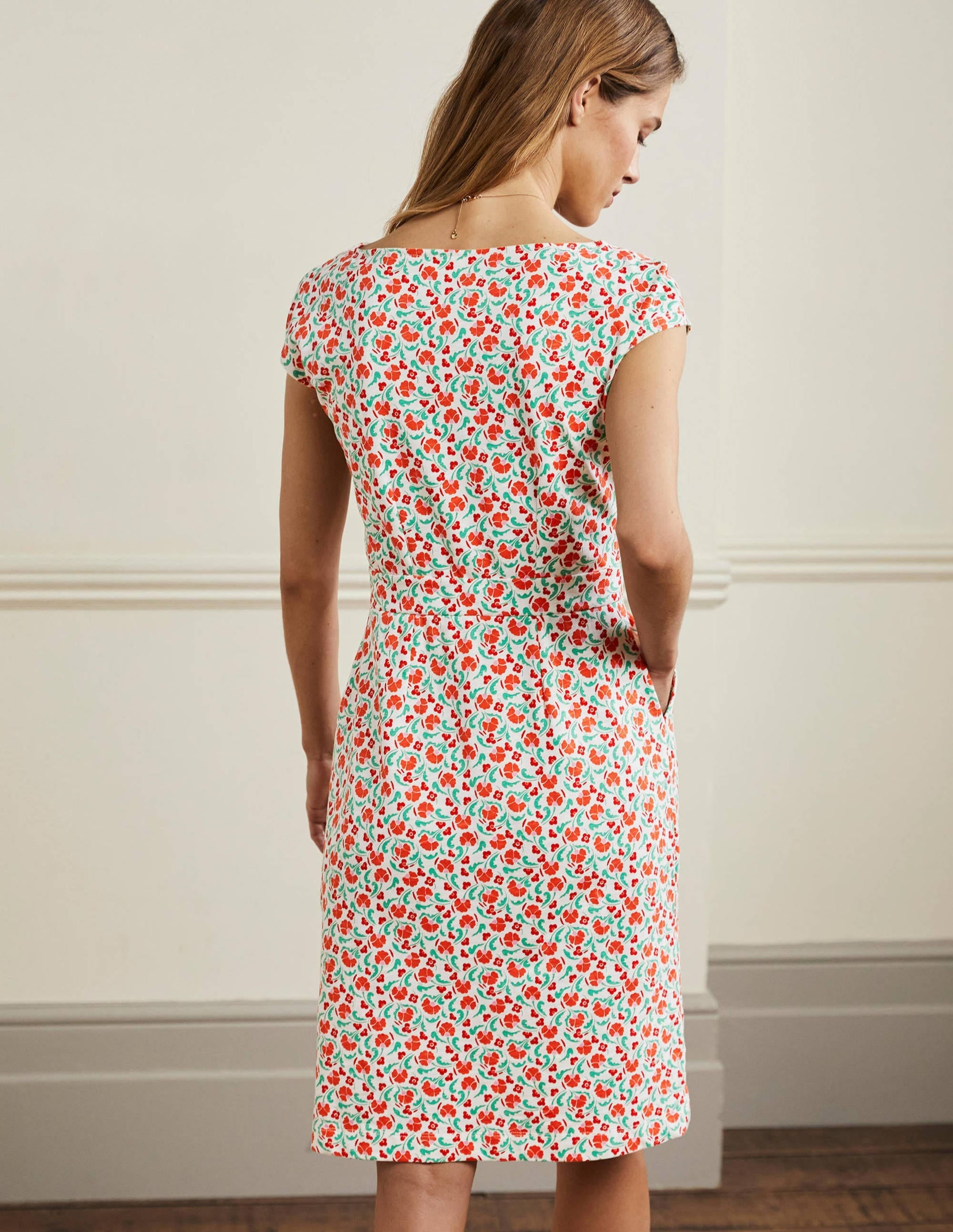 Florrie Jersey Dress-Bright Papaya Delicate Bud - Image 3