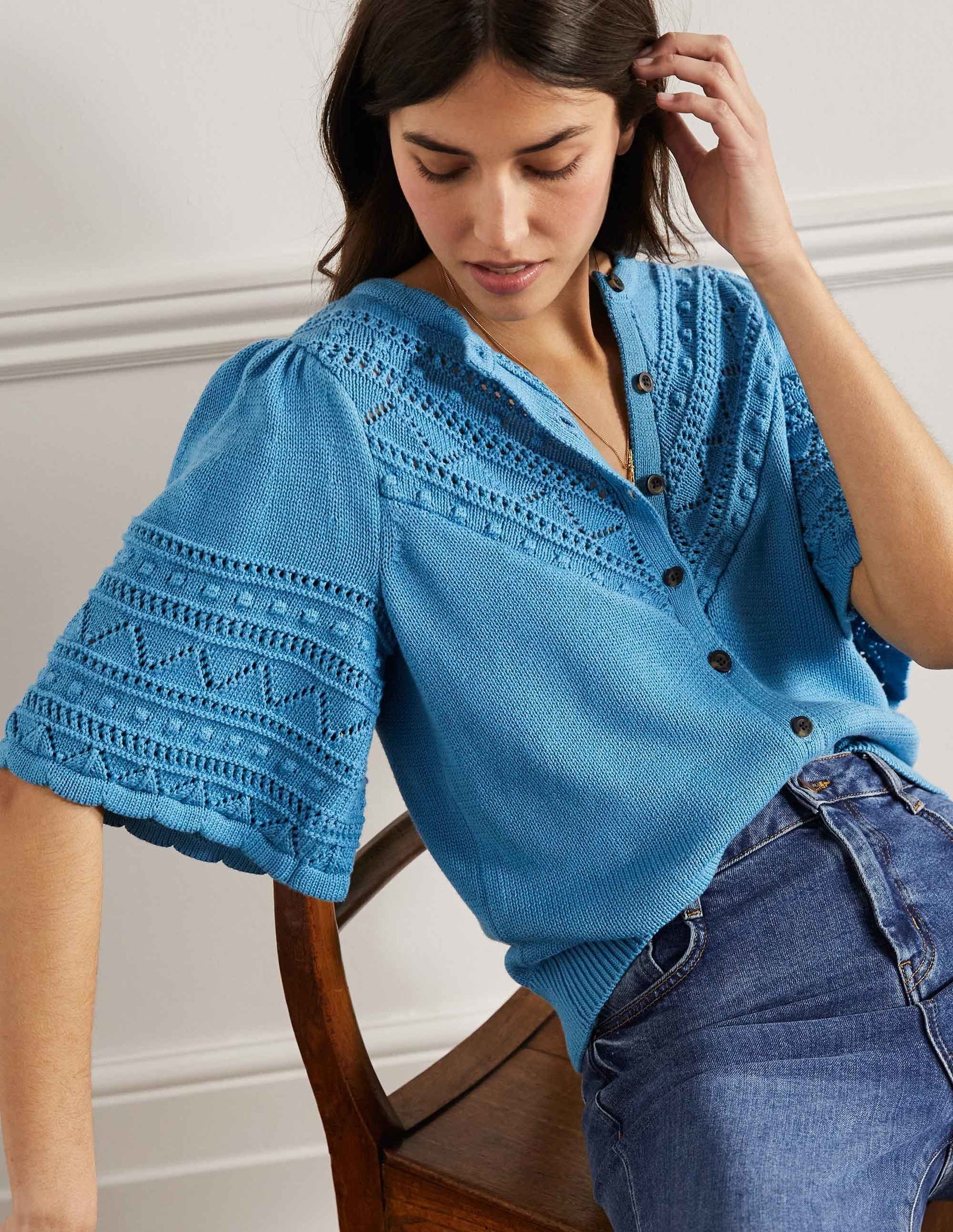 Wide Sleeve Crochet Cardigan-Mountain Spring-4