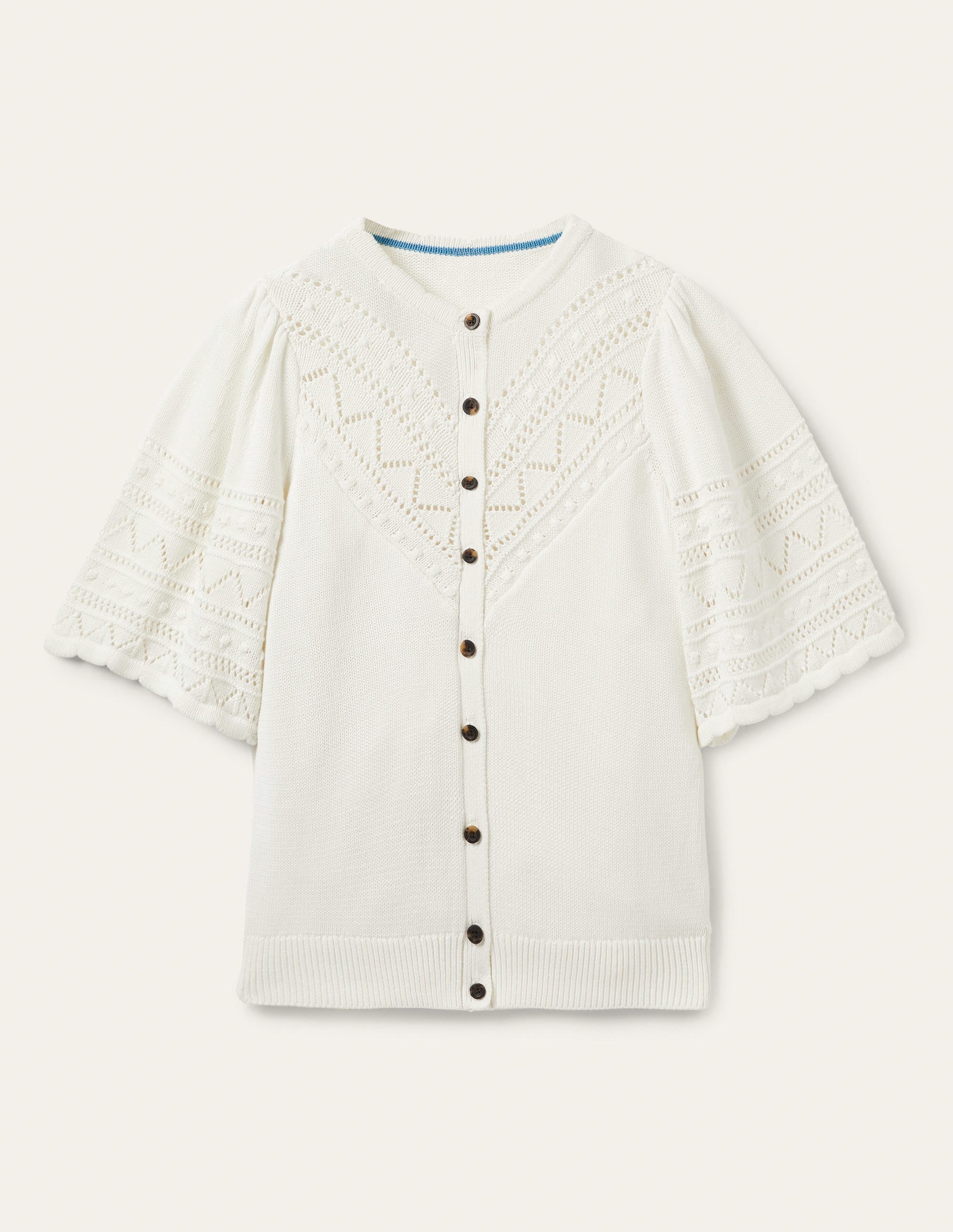 Wide Sleeve Crochet Cardigan-Ivory - Image 7