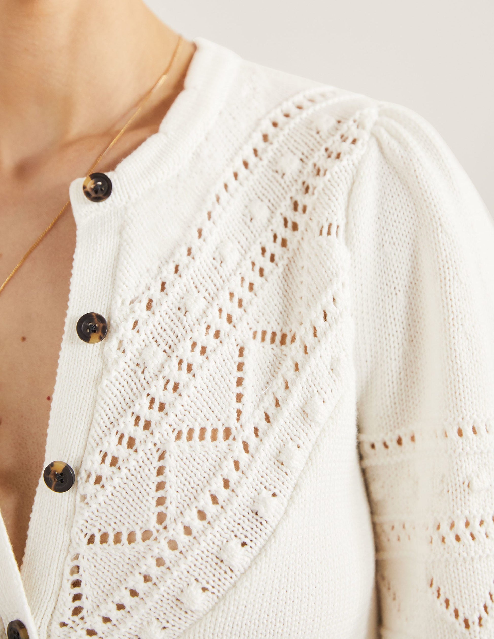 Wide Sleeve Crochet Cardigan-Ivory-2