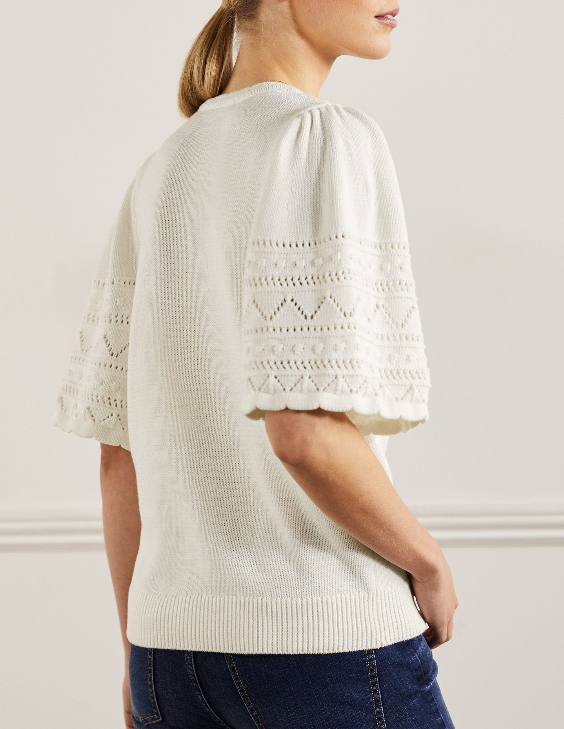 Wide Sleeve Crochet Cardigan-Ivory-3