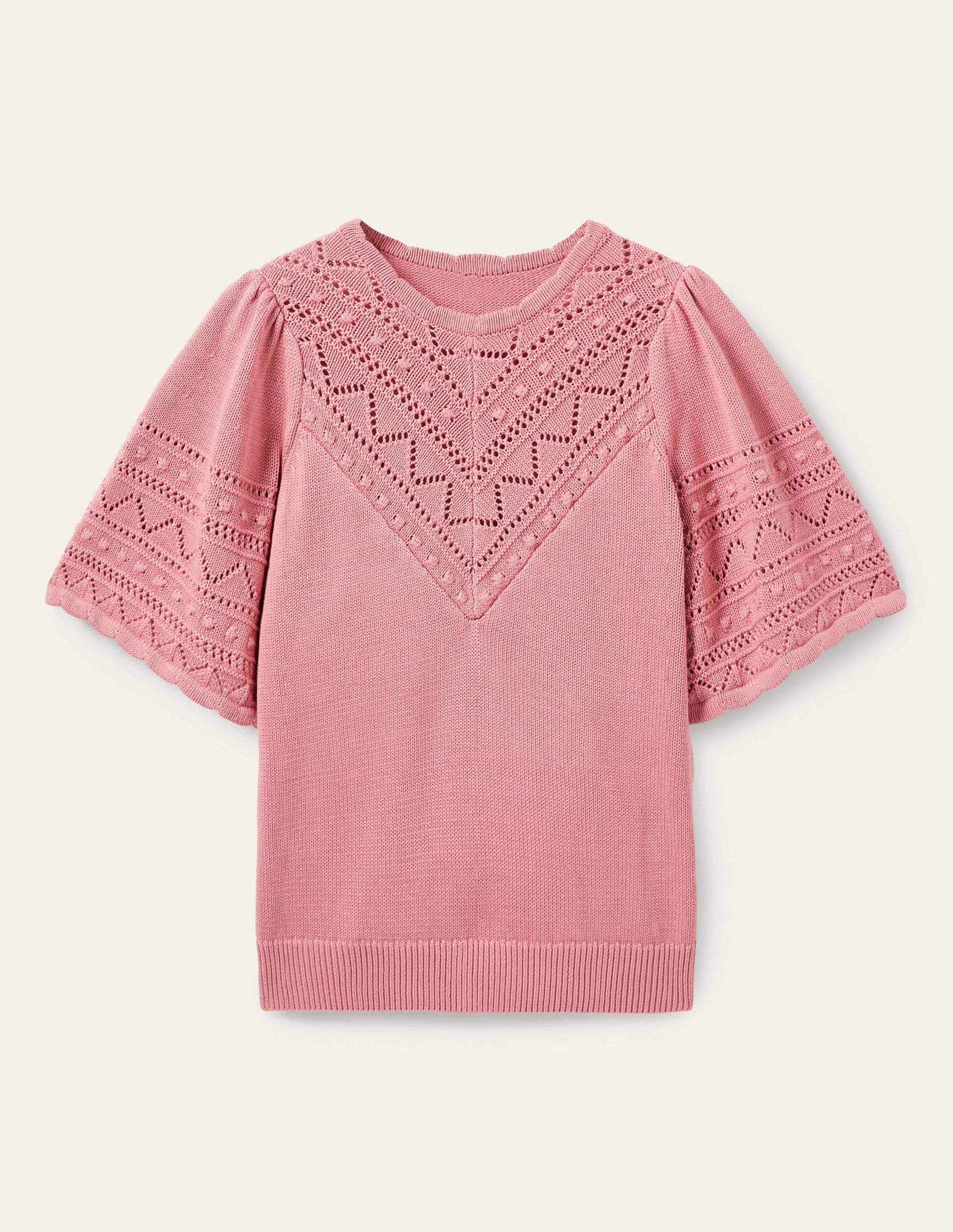 Wide Sleeve Crochet Jumper-Formica Pink-5