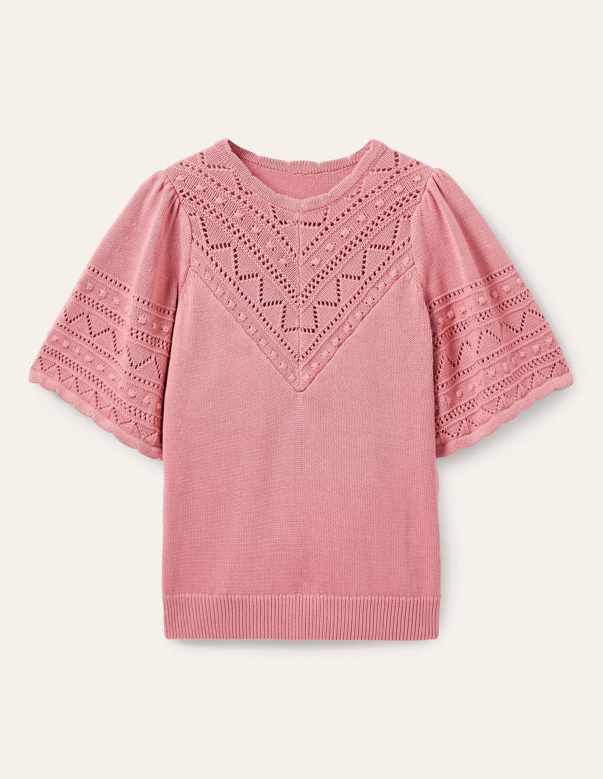 Wide Sleeve Crochet Jumper-Formica Pink - Image 5