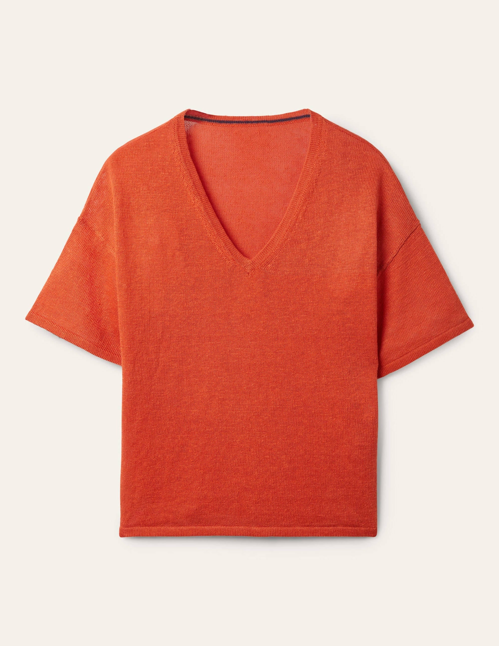 Linen Knitted T-shirt-Bright Papaya - Image 6