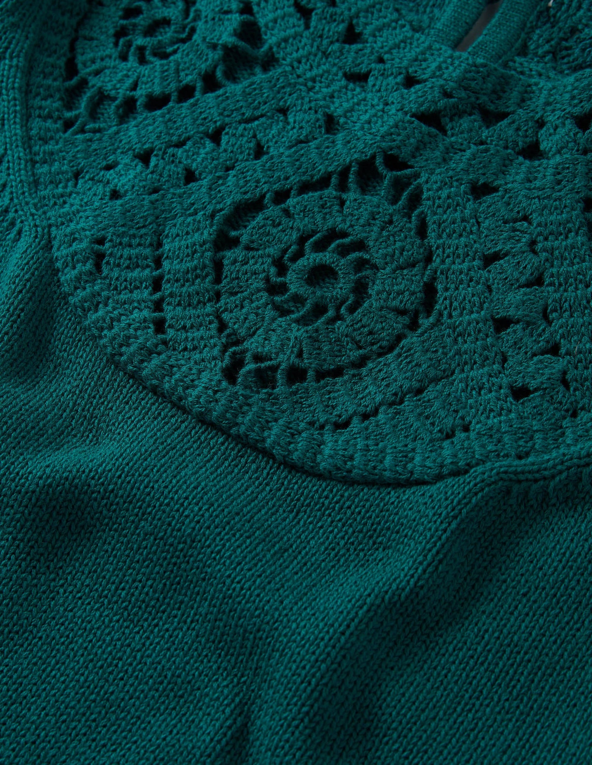 Crochet Detail Knitted T-shirt-Chesapeake Bay Green-6