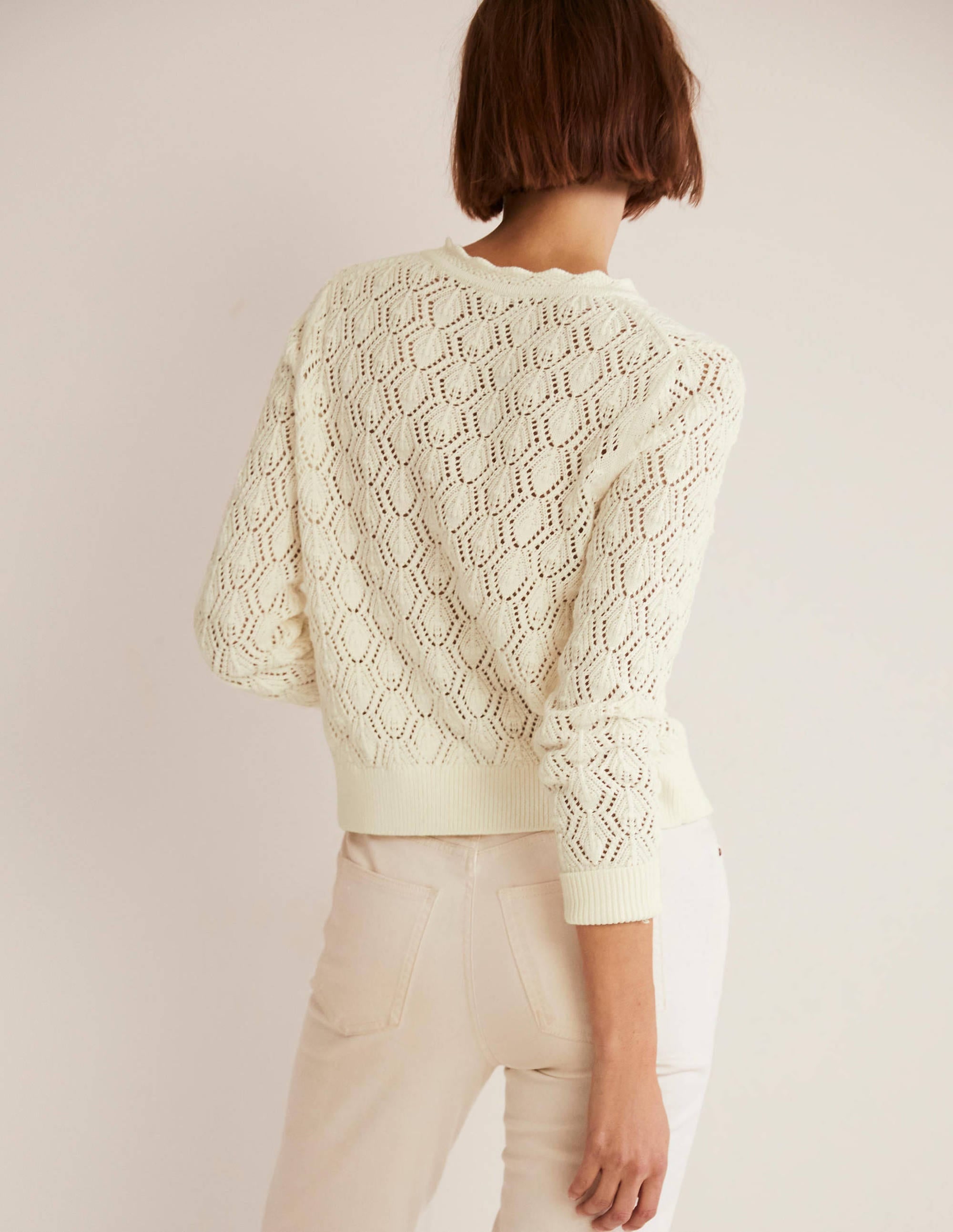 Scallop Crochet Cardigan-Ivory - Image 5