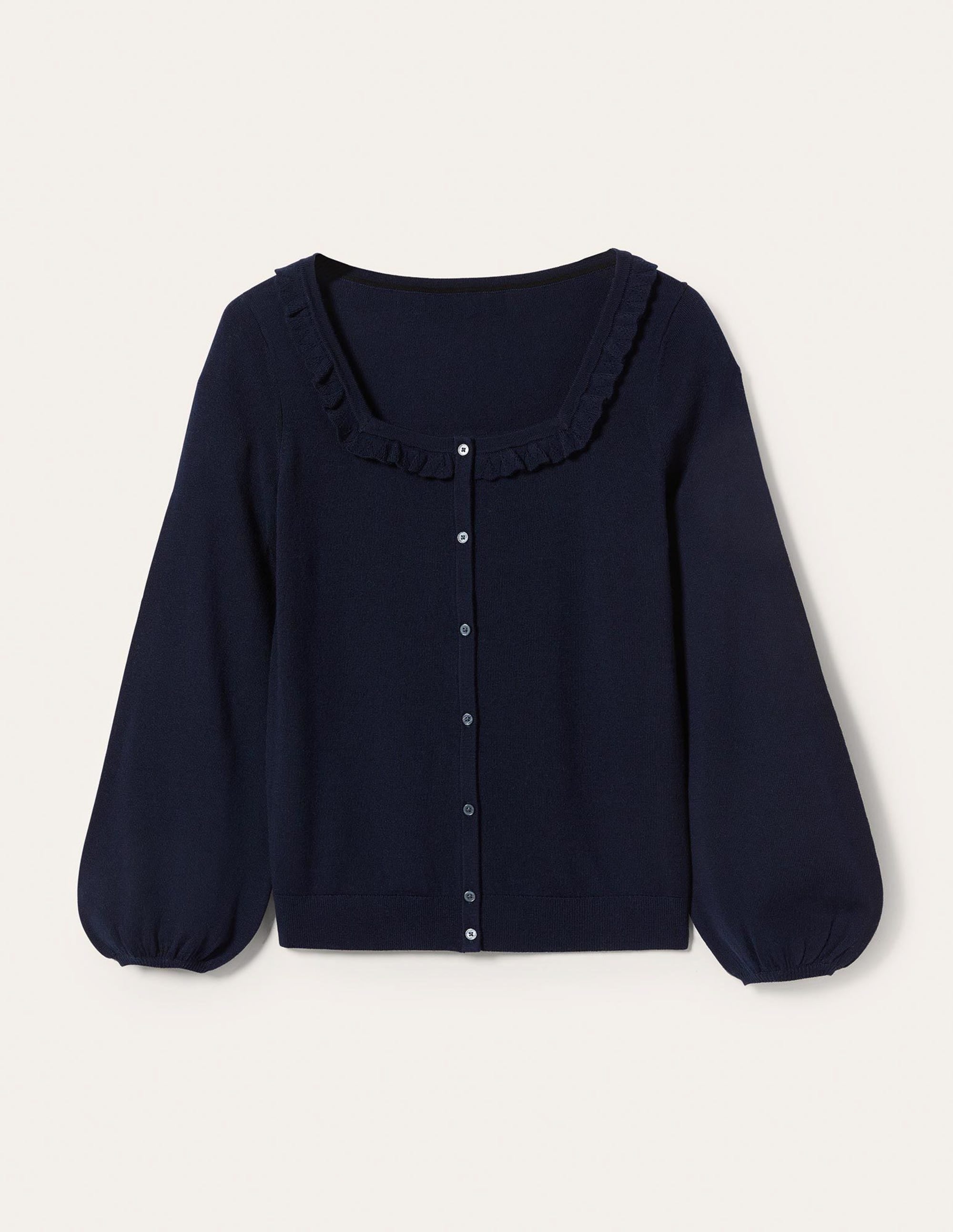 Square Neck Merino Cardigan-Navy - Image 11