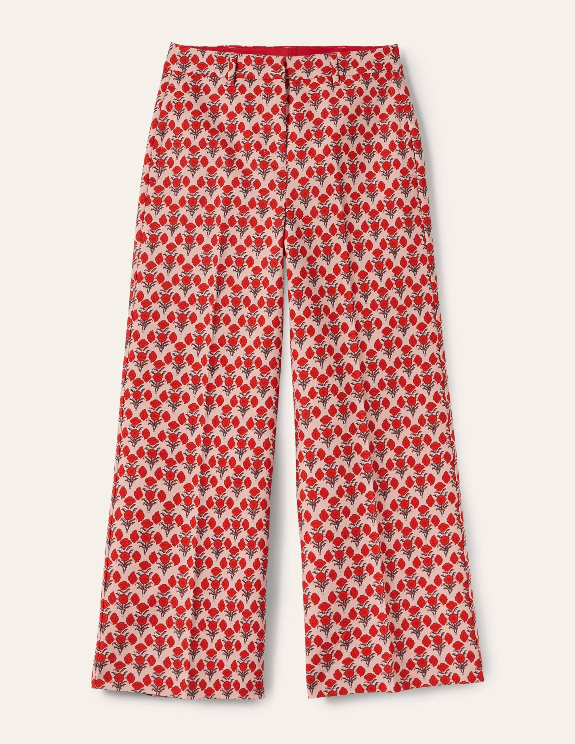 High Waisted Richmond Trousers-Milkshake, Poppy Geo - Image 5