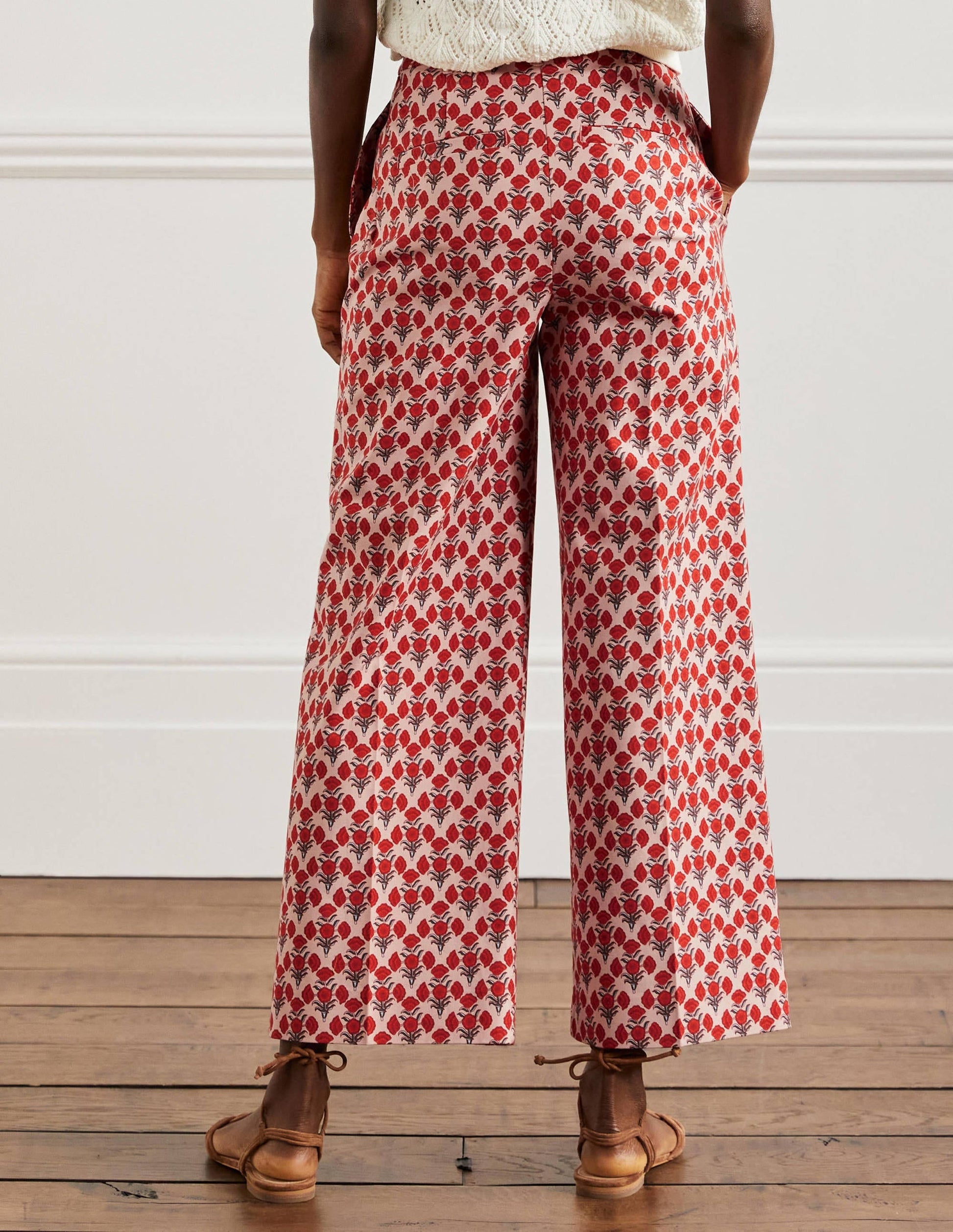 High Waisted Richmond Trousers-Milkshake, Poppy Geo-3
