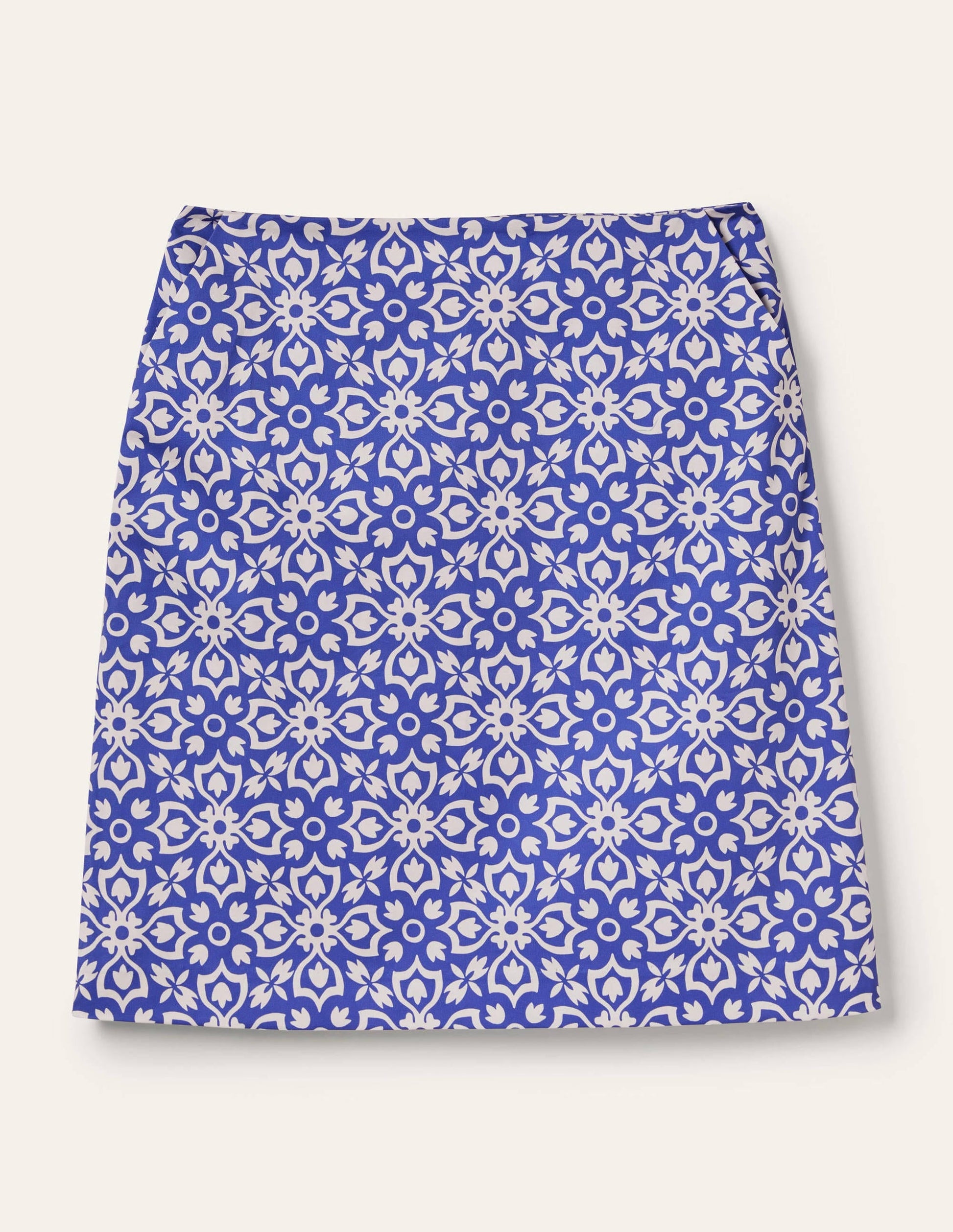 Printed A-line Mini Skirt-Bluebell, Floret Tile-6