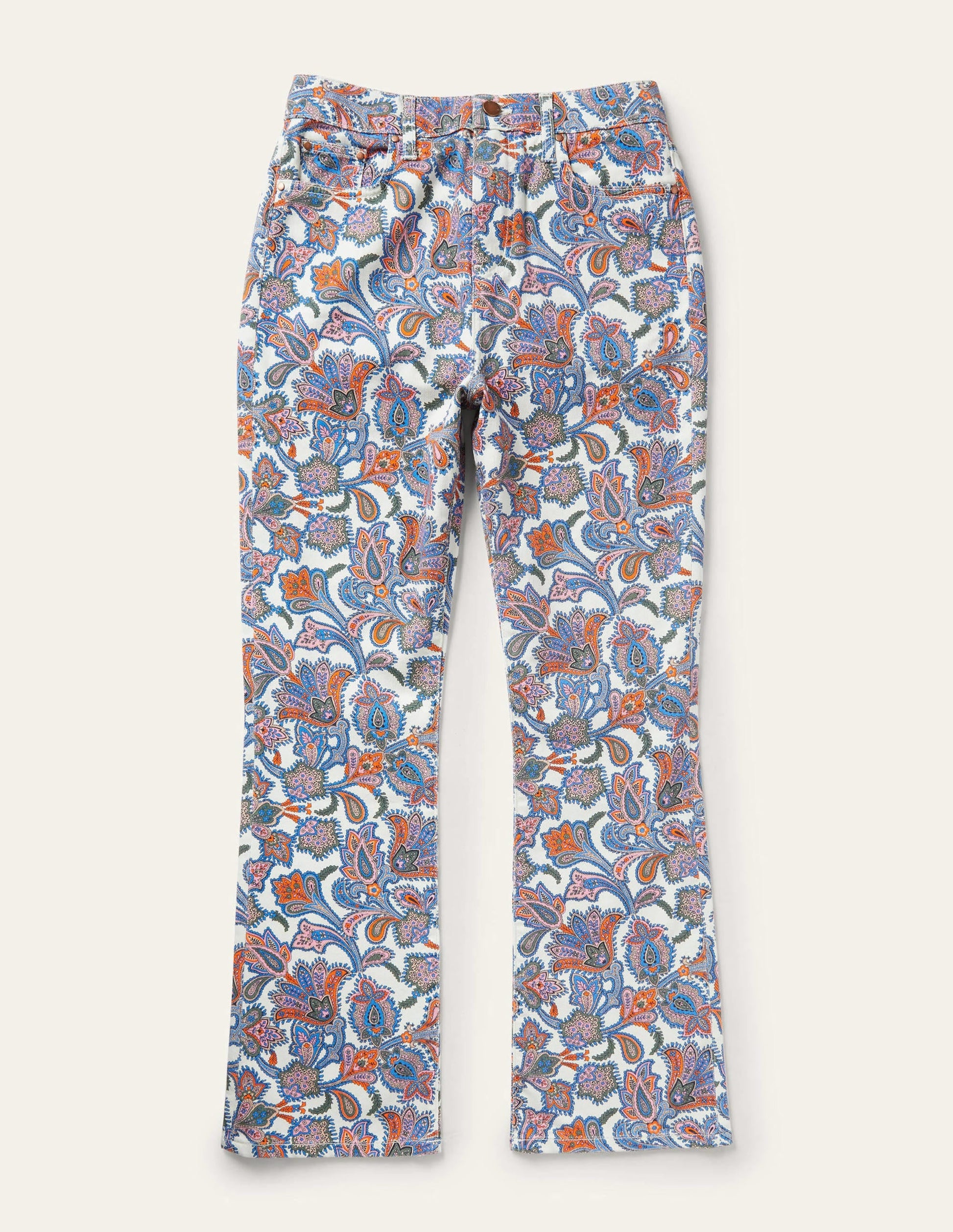 Cropped Flare Jeans-Ivory, Paisley Bud-6