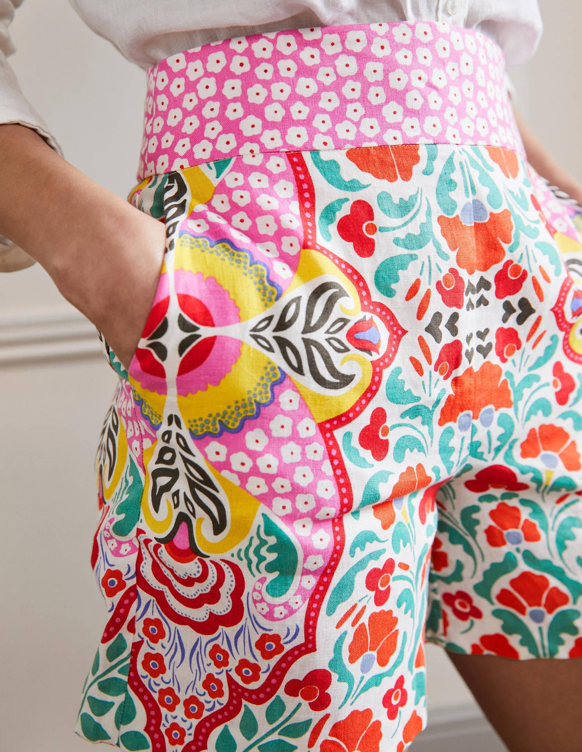 Georgina Linen Shorts-Multi, Passion Bloom-2