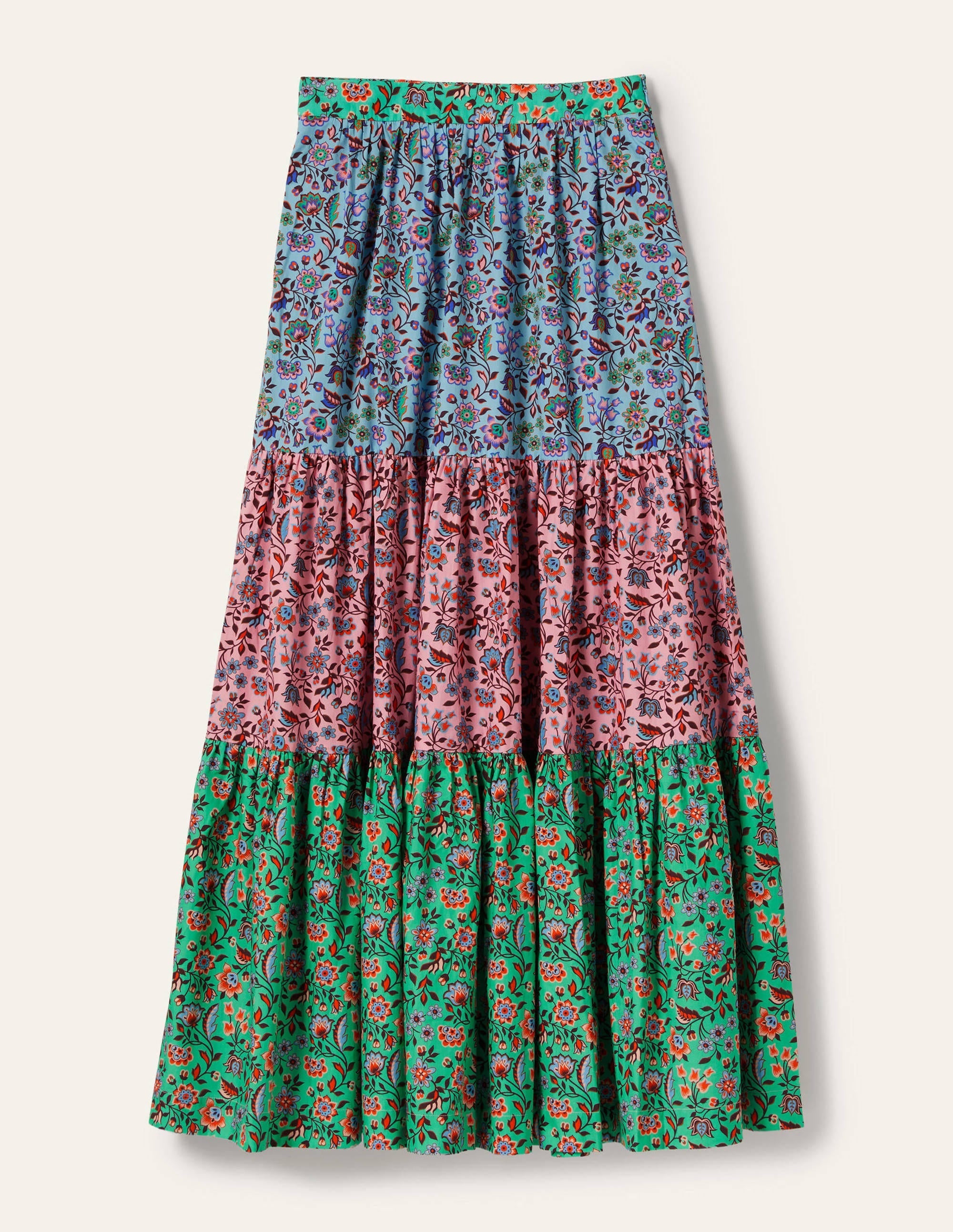 Lorna Tiered Maxi Skirt-Formica Pink, Oriental Meadow - Image 5